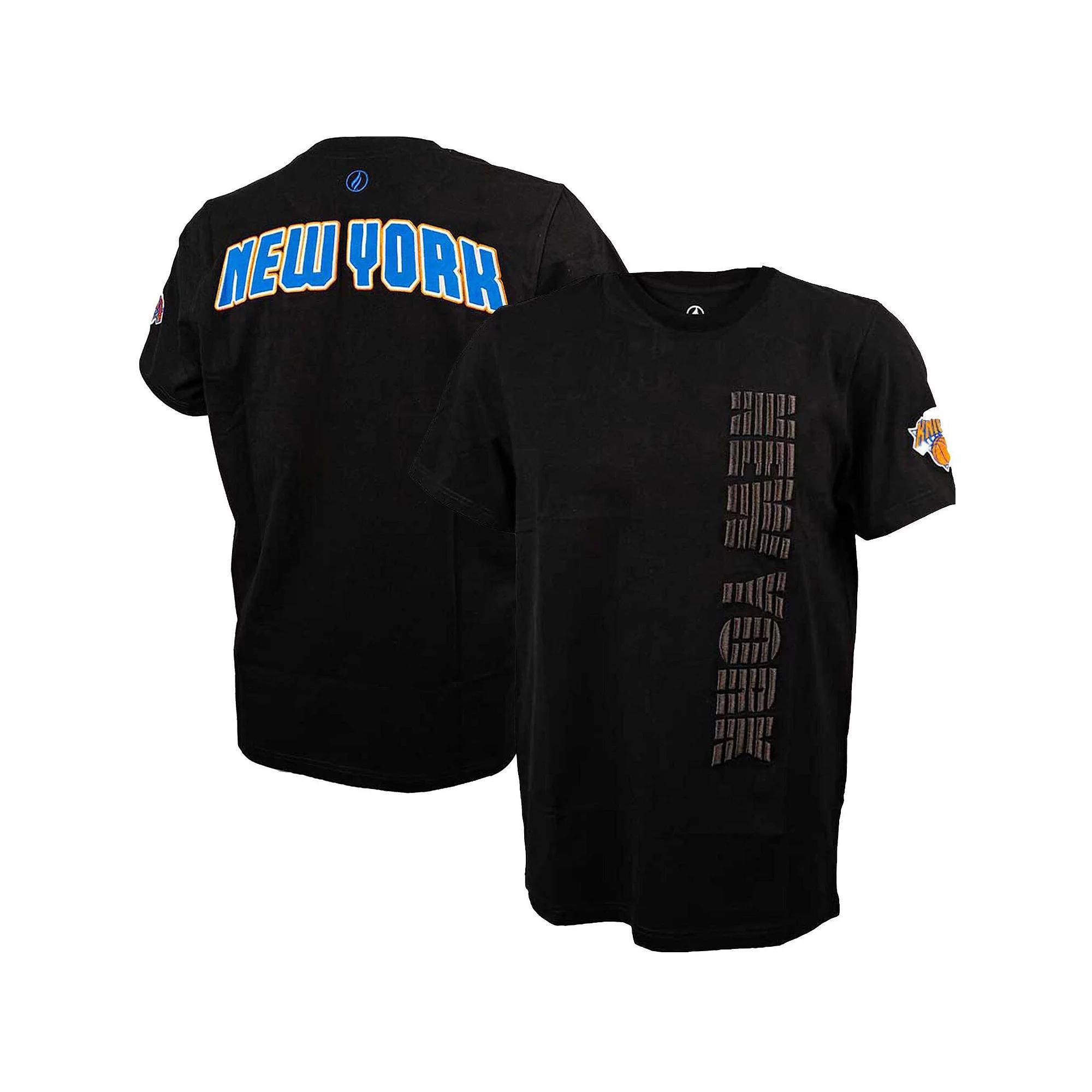 Men's FISLL Black New York Knicks 3D Puff Print Sliced Logo T-Shirt,  Product Image