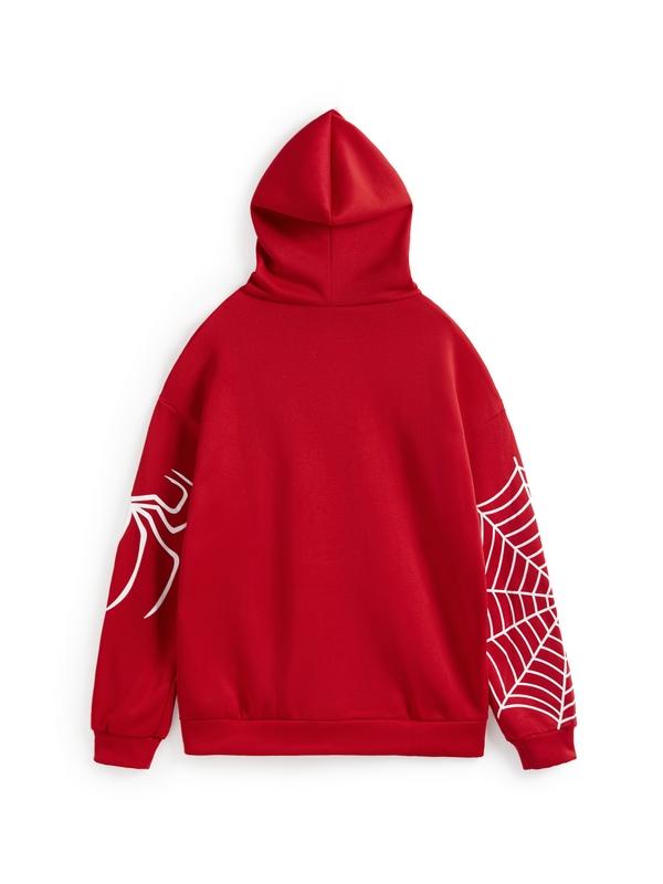 Spider Print Zip Up Hoodie Product Image