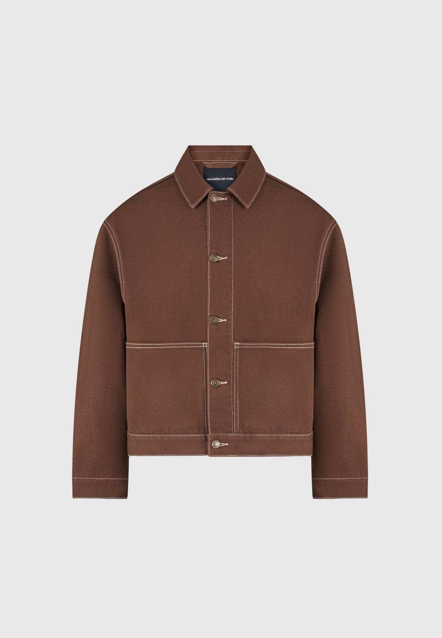 Contrast Stitch Carpenter Jacket - Brown Male Product Image