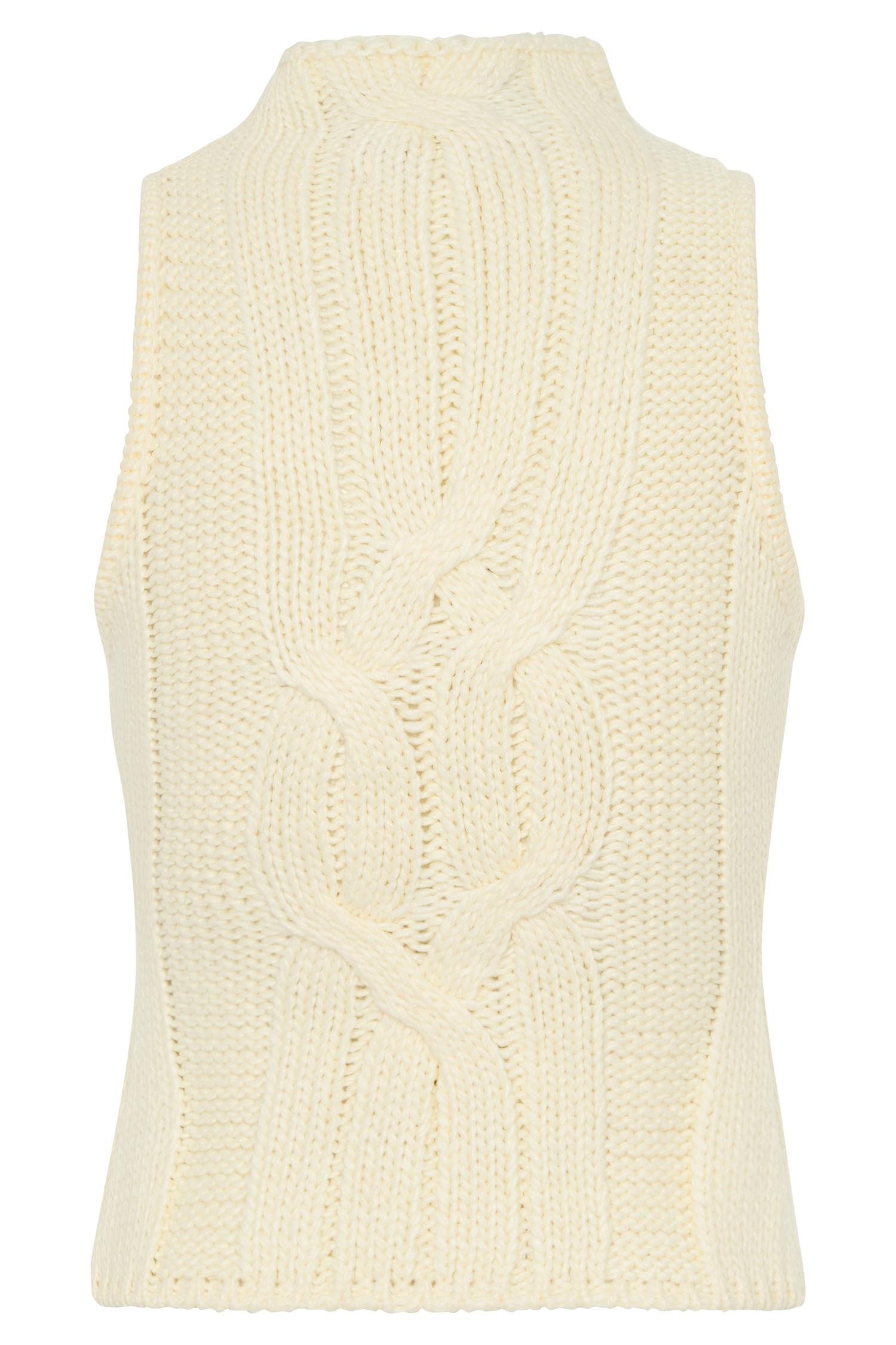 Roberta High Neck Cable Knit Top - Ivory Product Image