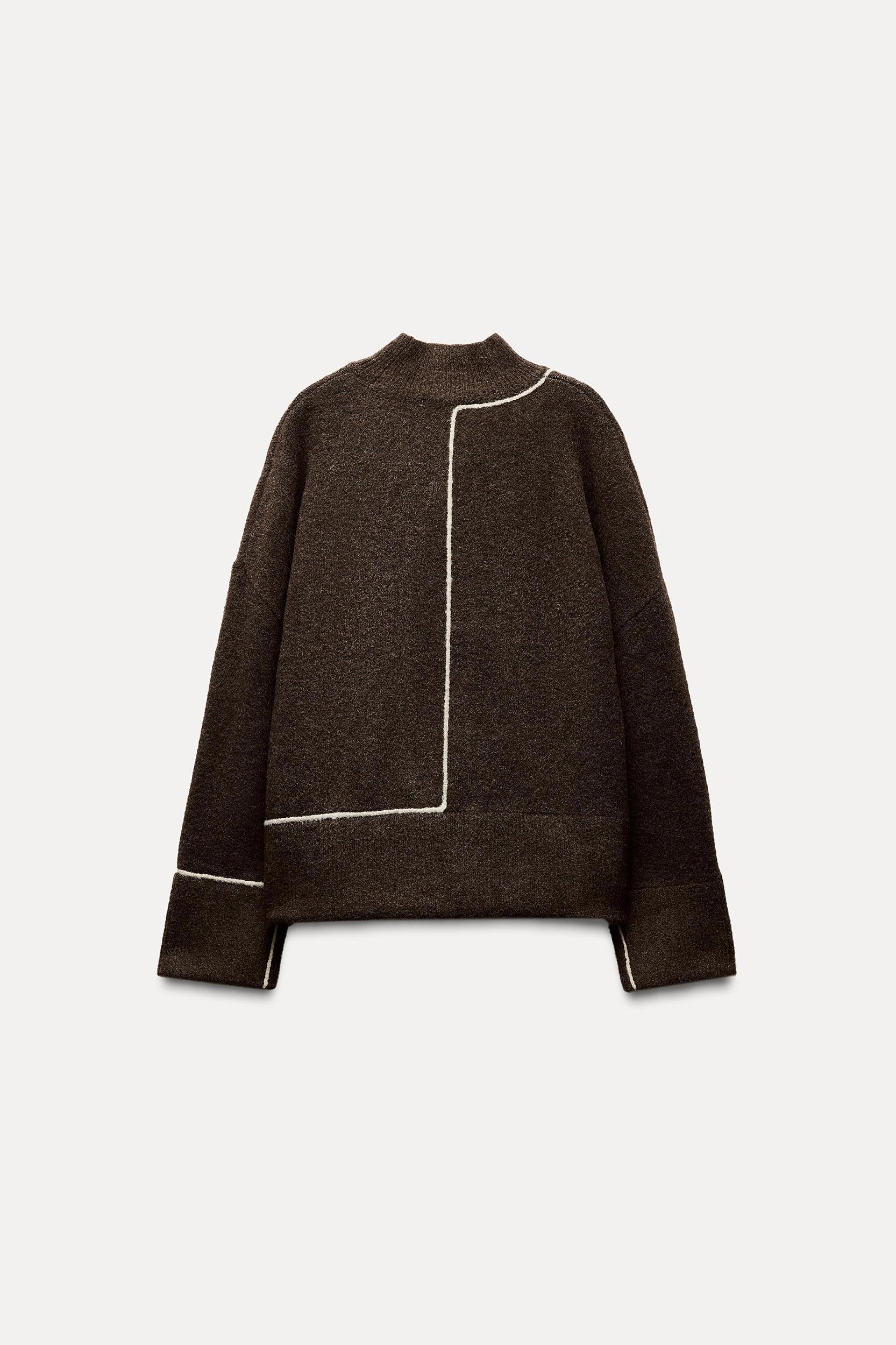 KNIT SWEATER WITH CONTRASTING PIPING Product Image