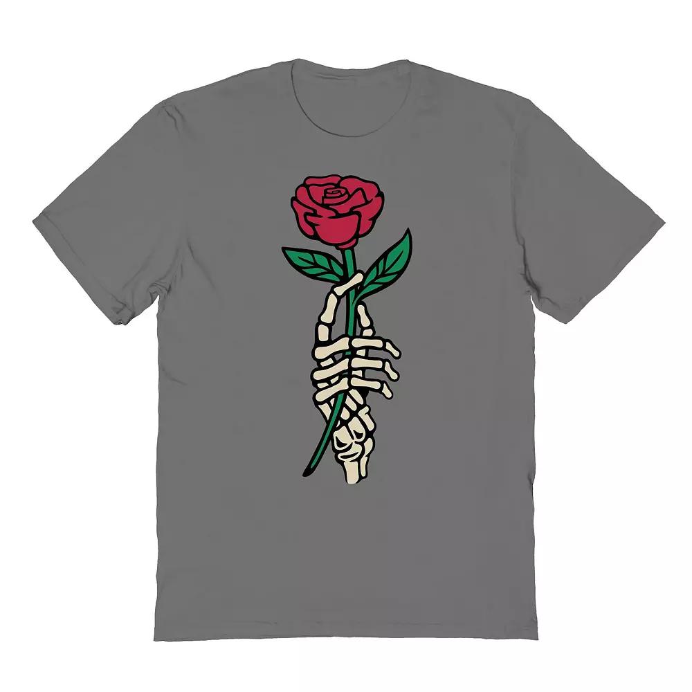 Men's Rose Skeleton Hand Halloween Graphic Tee, Size: Medium, Grey Product Image