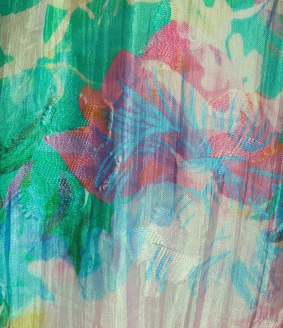 Abbey Glass Brooke Watercolor Floral Long Sheer Sleeve V-Neck Maxi Dress Product Image