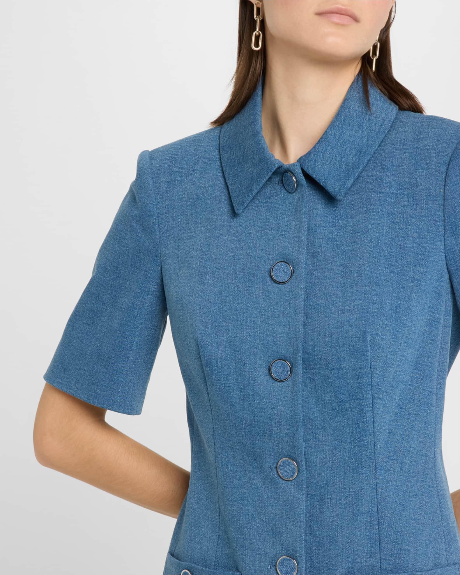 Paige Short-Sleeve Denim Mini Dress Product Image