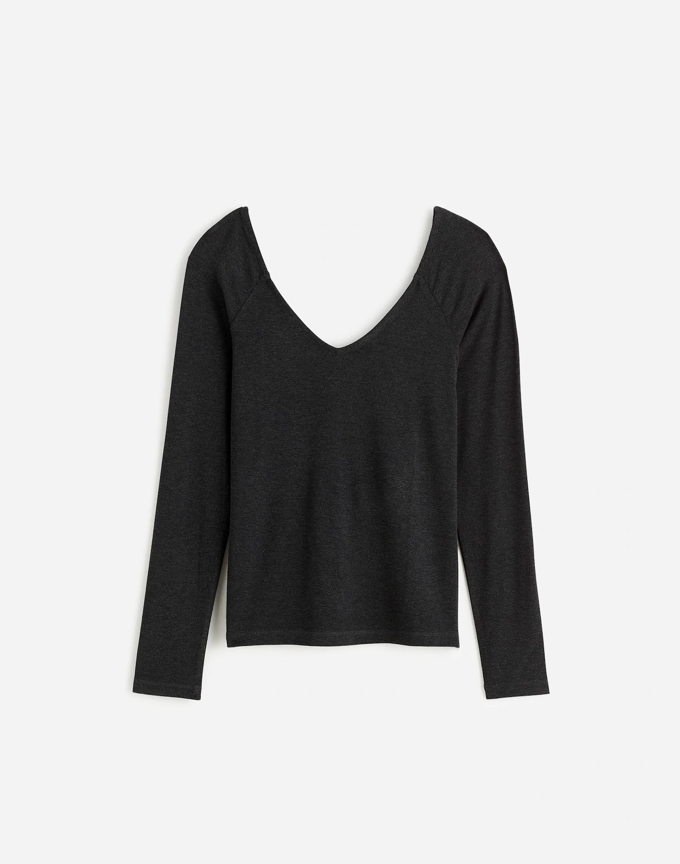 Jersey V-Neck Long-Sleeve Top Product Image