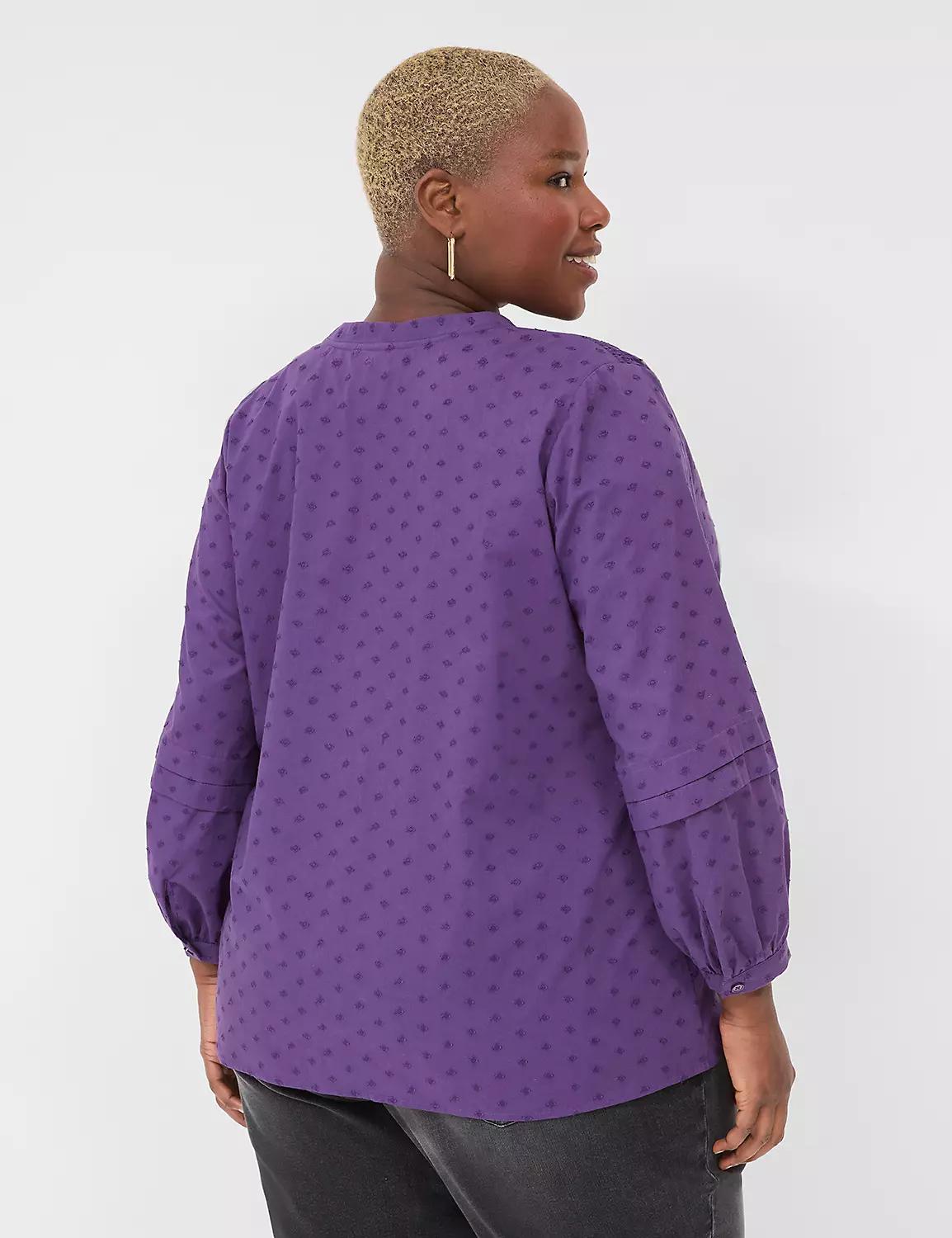 Bracelet-Sleeve Button-Front Blouse Product Image