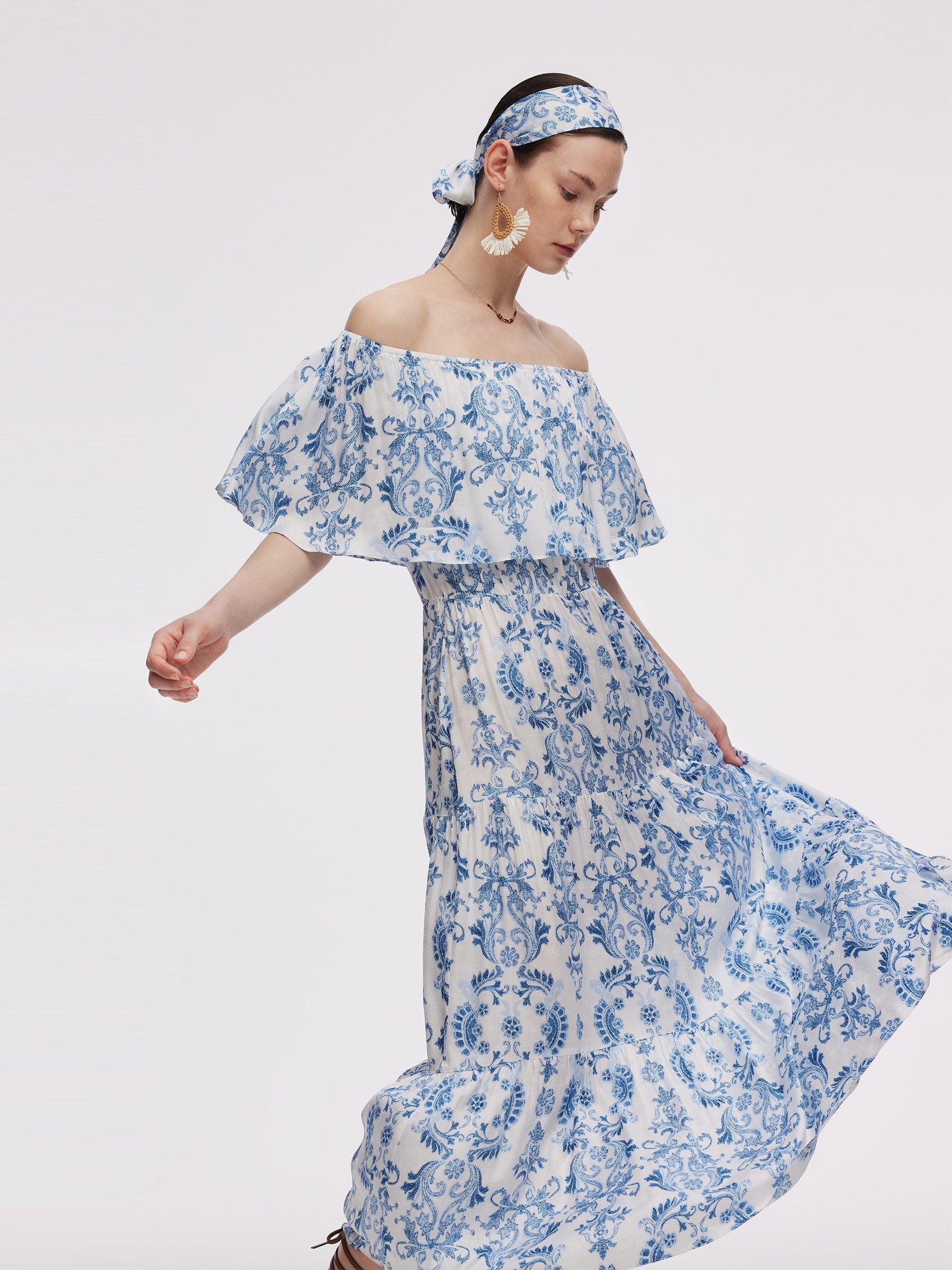 Floral Print Women Convertible Neckline Maxi Dress Product Image