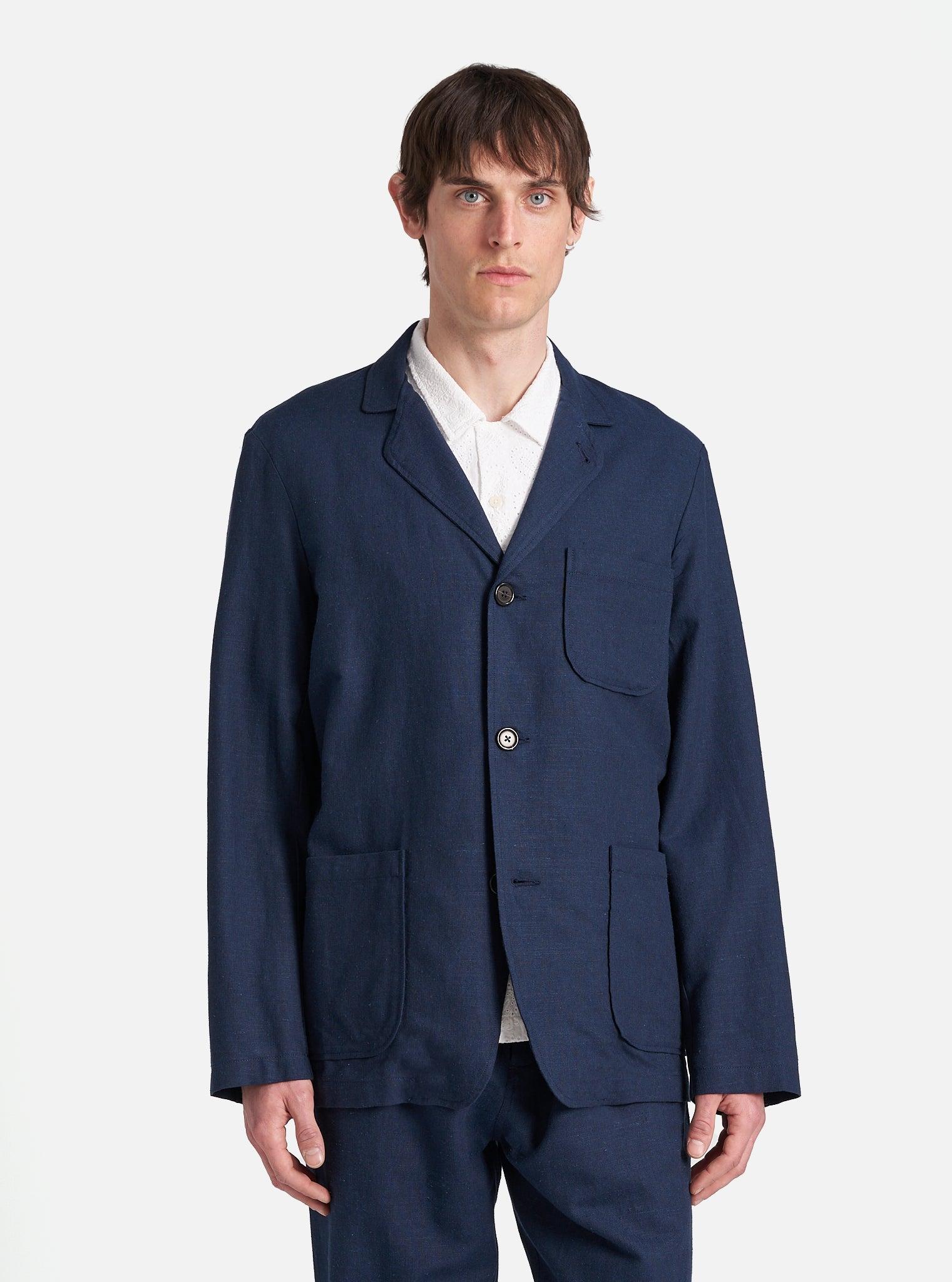 Navy Lord Cotton Linen Three Button Jacket Product Image