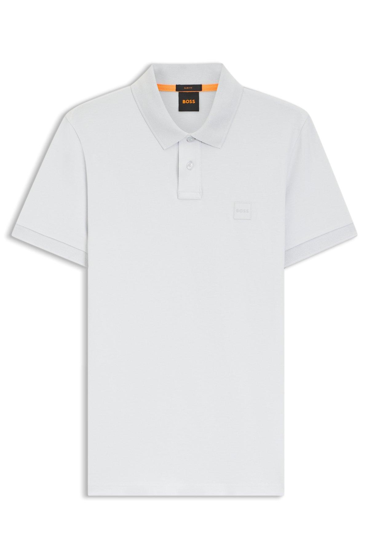 Stretch-cotton slim-fit polo shirt with logo patch Product Image