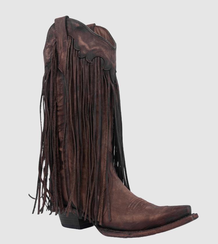 SALE Circle G by Corral® Ladies' Brick Fringed Snip Toe Boots Product Image