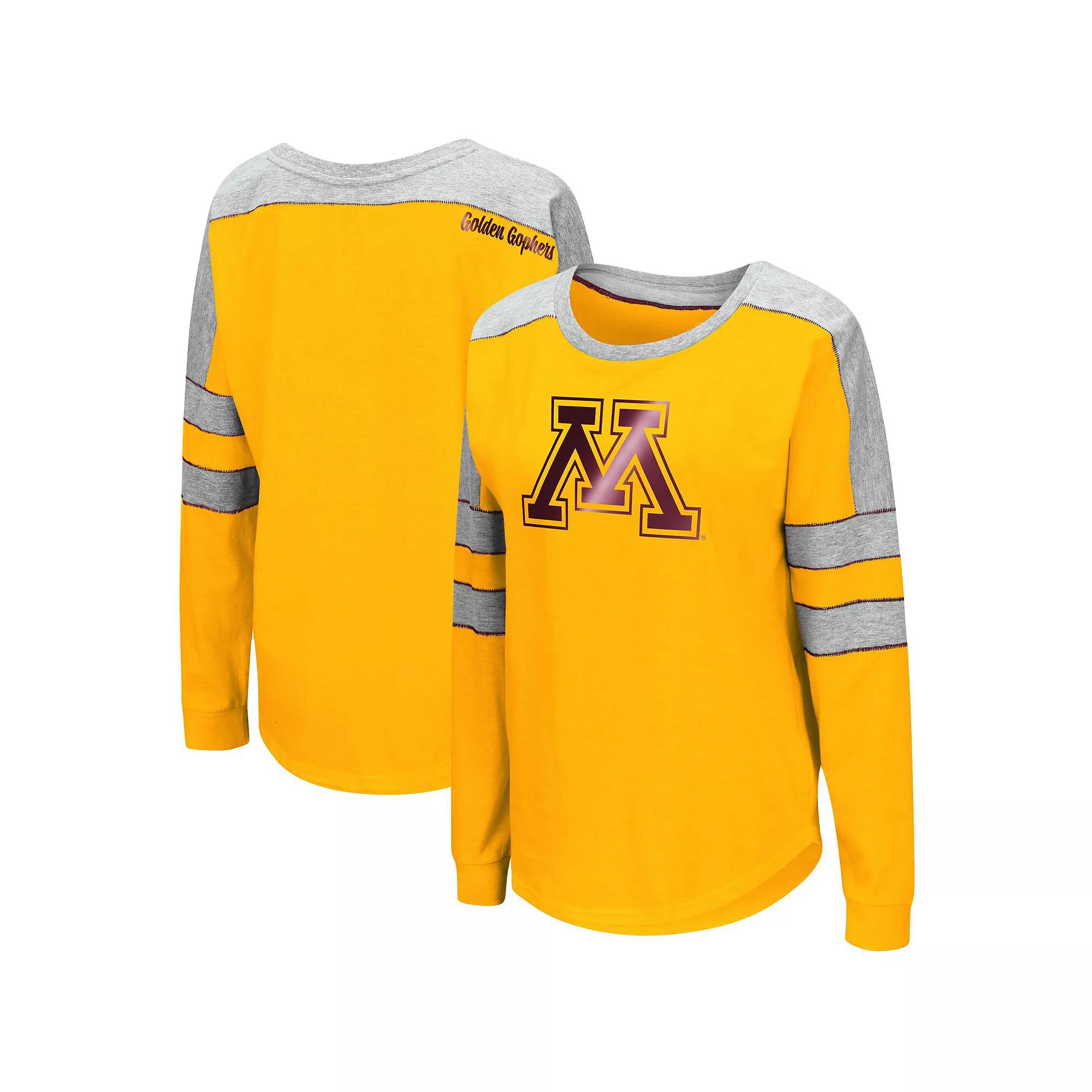 Women's Colosseum Gold Minnesota Golden Gophers Trey Dolman Long Sleeve T-Shirt, Size: Small Product Image