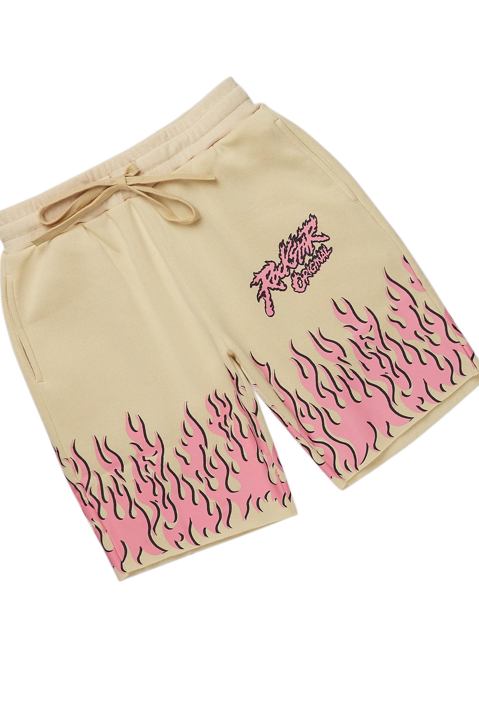 Arais Beige T-Shirt Short Set Female Product Image