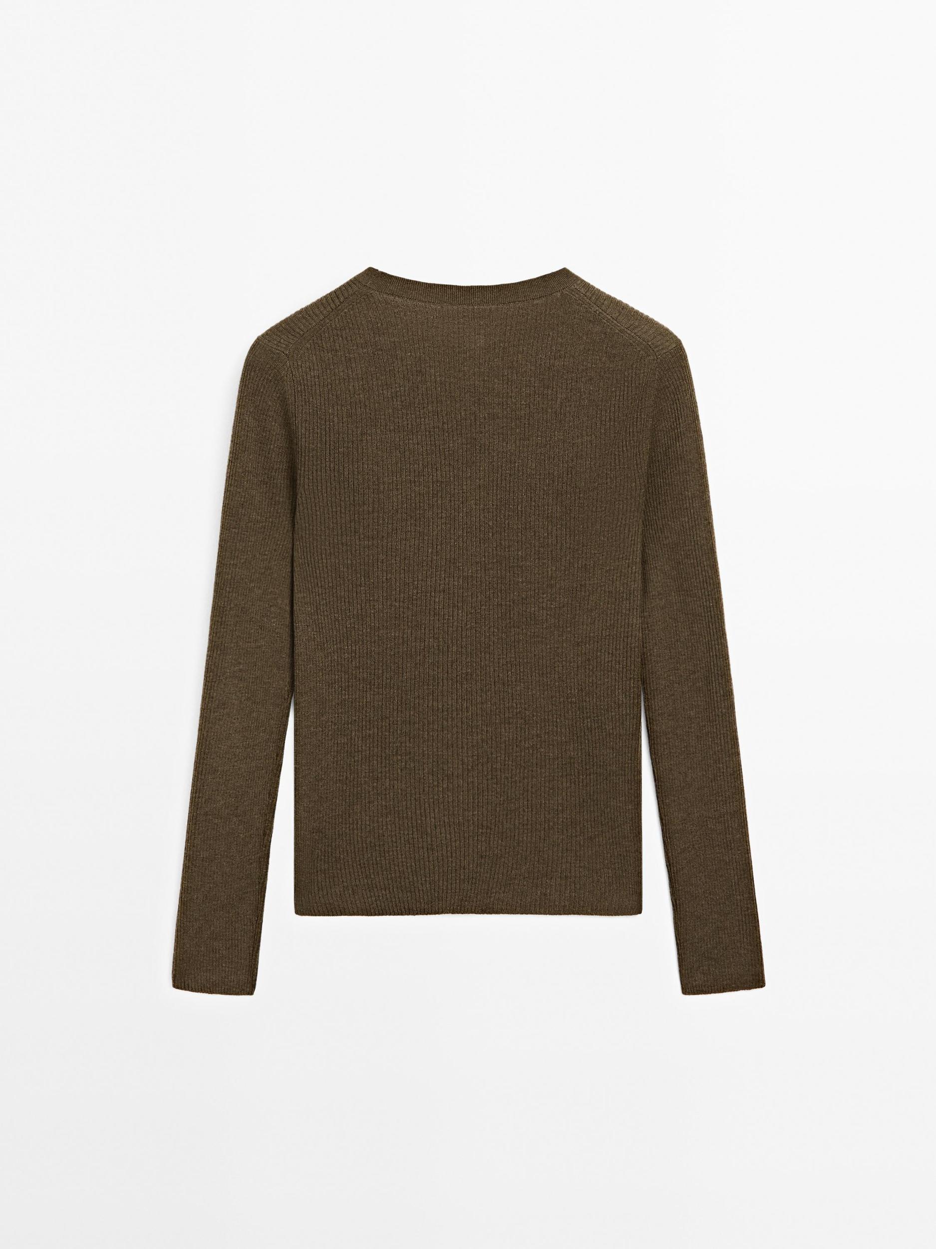 Ribbed knit wool blend sweater Product Image