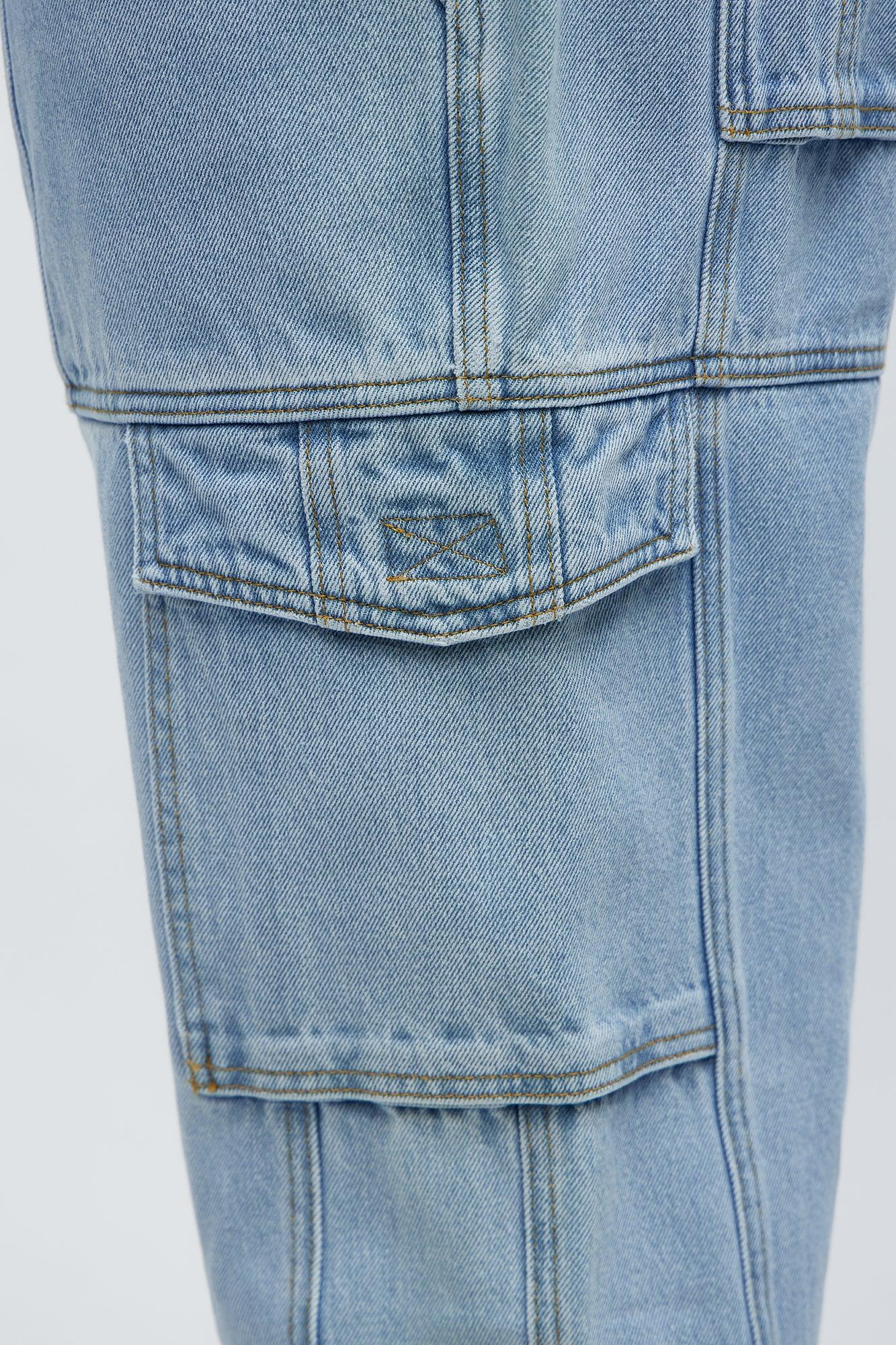 Straight Cargo Rebel Jeans  - Blue Wash Male Product Image