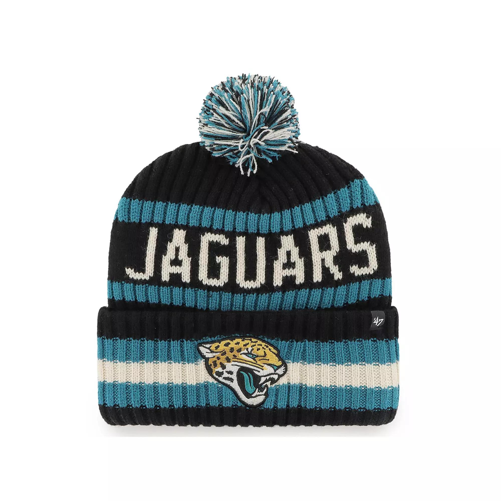 Men's '47 Black Jacksonville Jaguars Bering Cuffed Knit Hat with Pom Product Image