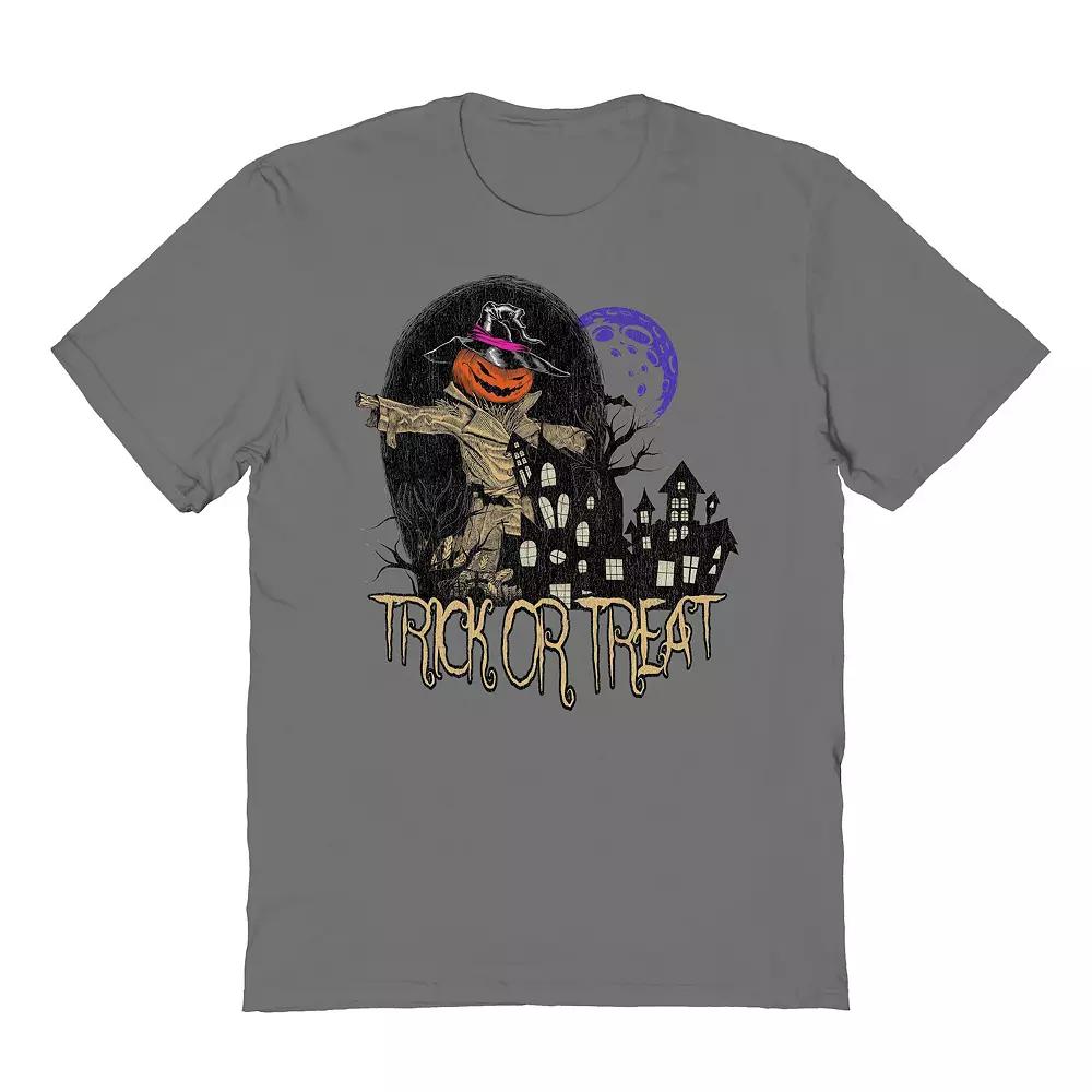 Men's Trick or Treat Pumpkin Halloween Graphic Tee, Size: Medium, Grey Product Image