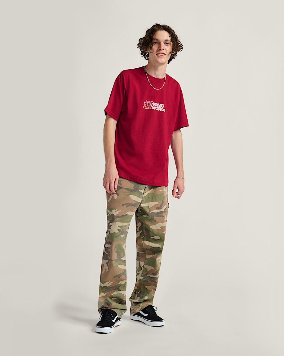 Vans World T-Shirt in Bordeaux Red| Vans US Product Image