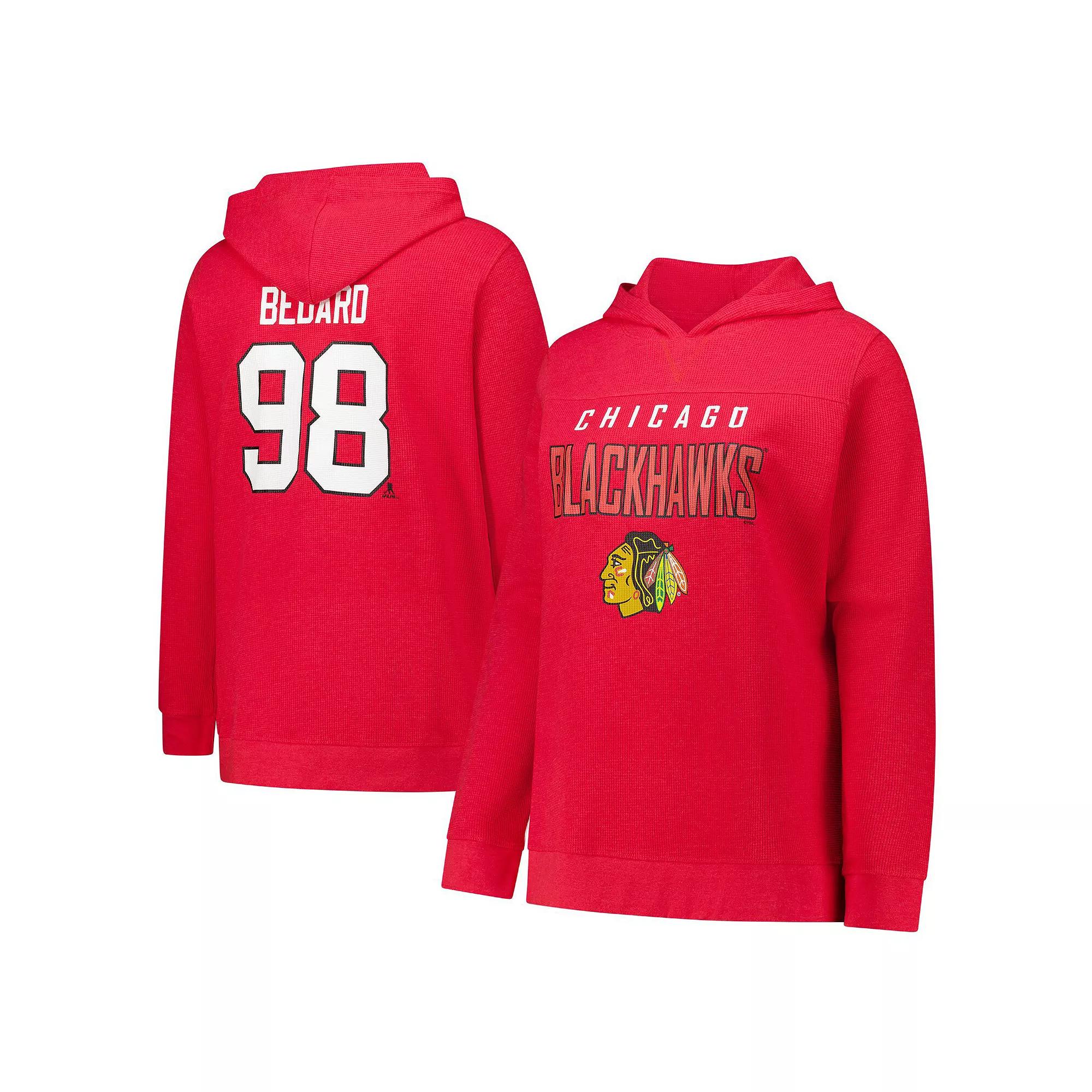 Women's Profile Connor Bedard Red Chicago Blackhawks Plus Size Name & Number Thermal Pullover Hoodie, Size: 1XL Product Image