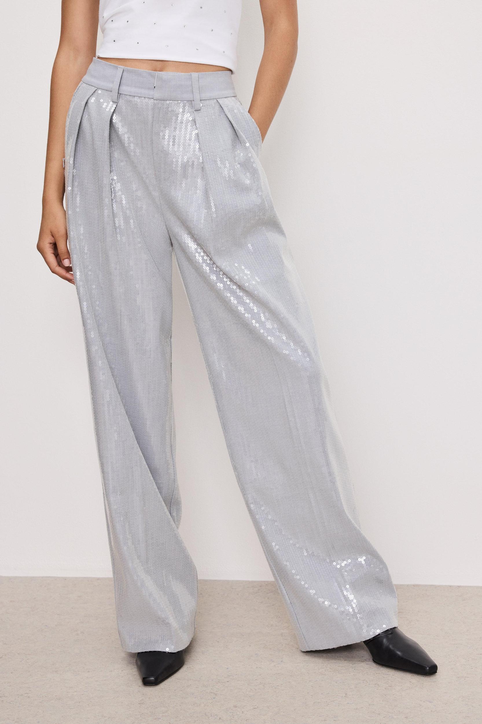 GOOD '90s SEQUIN TROUSERS | HEATHER GREY001 Product Image