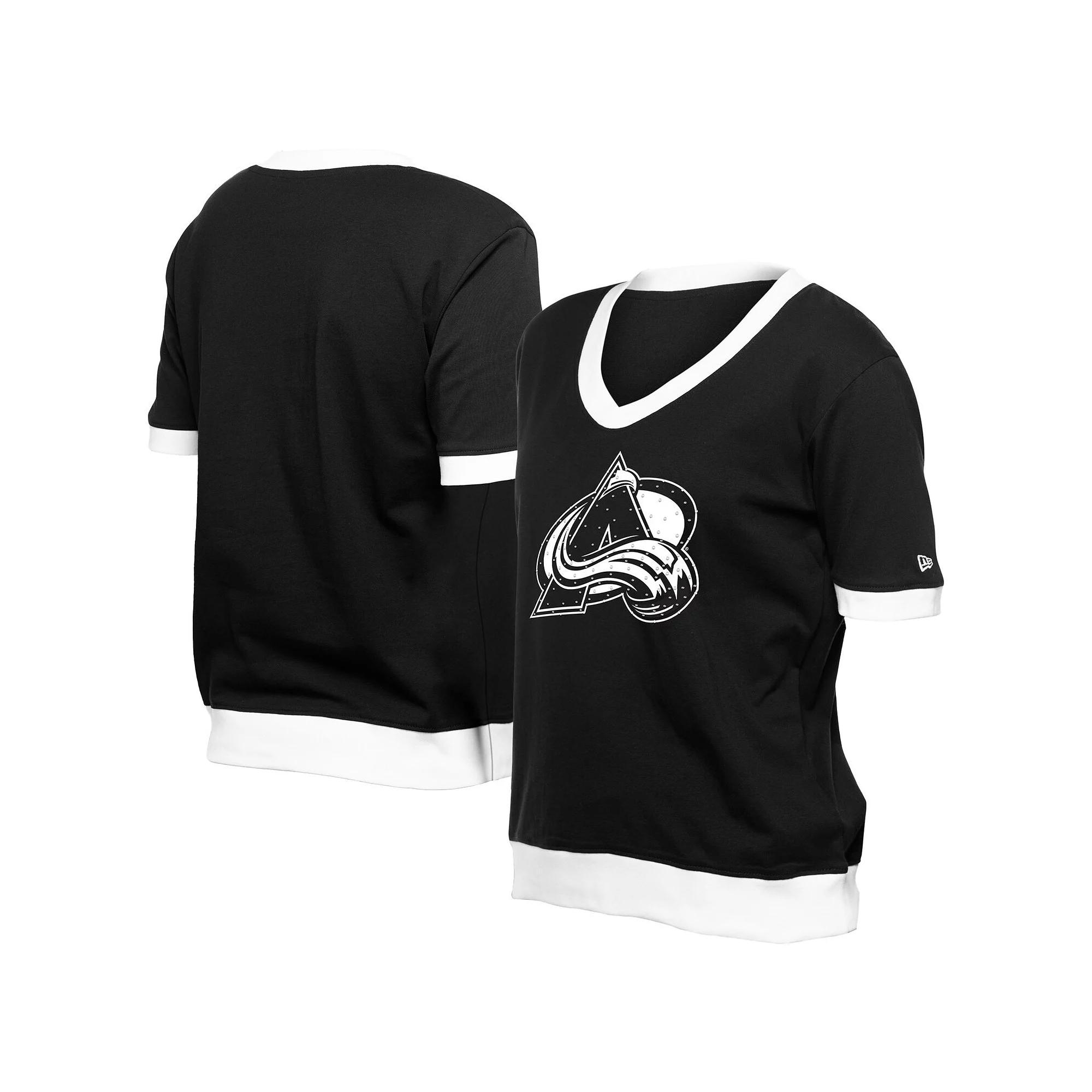 Women's New Era Black Colorado Avalanche Game Day Rhinestuds T-Shirt,  Product Image