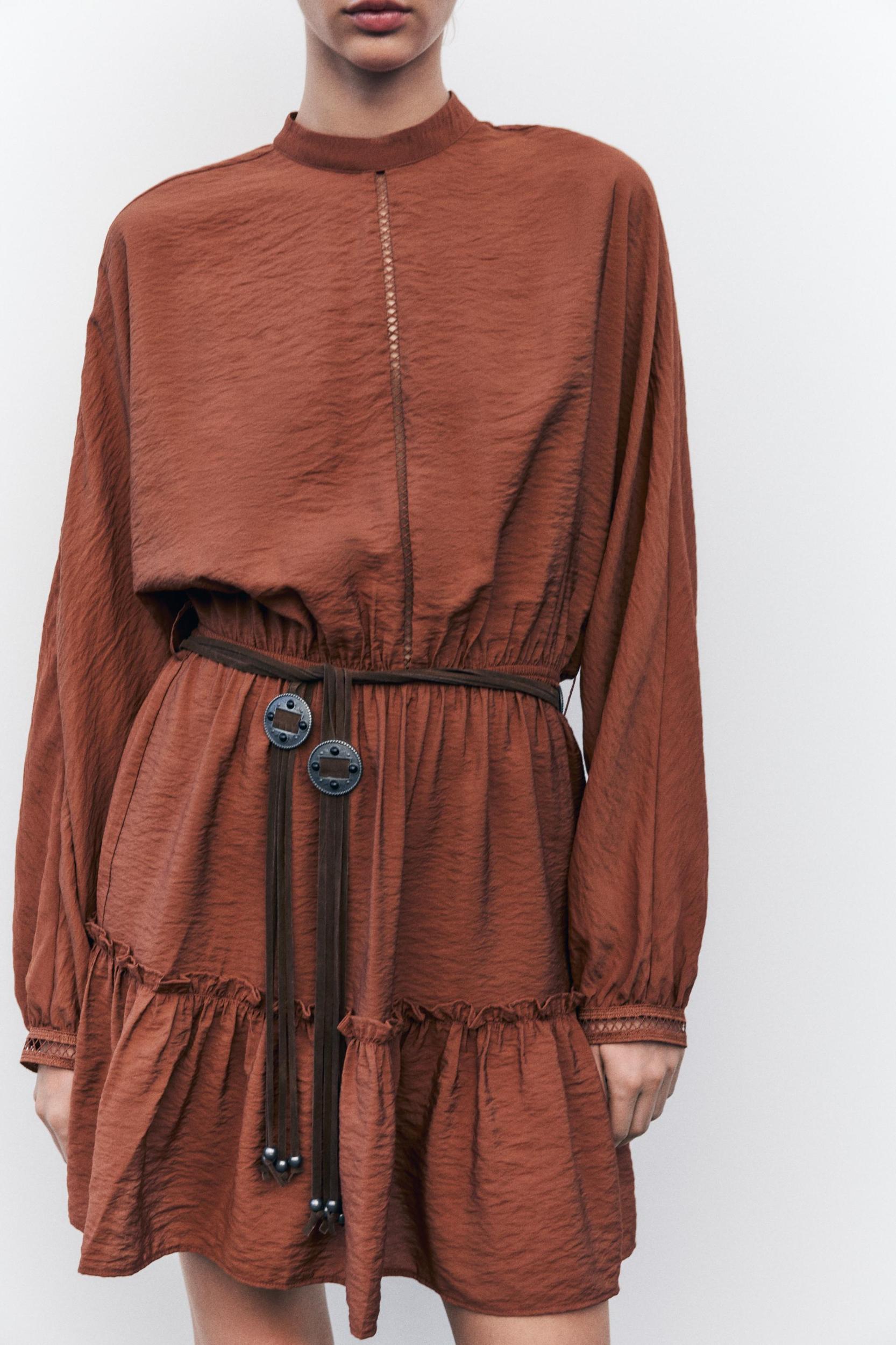 BELTED LACE INSERT MINI DRESS Product Image