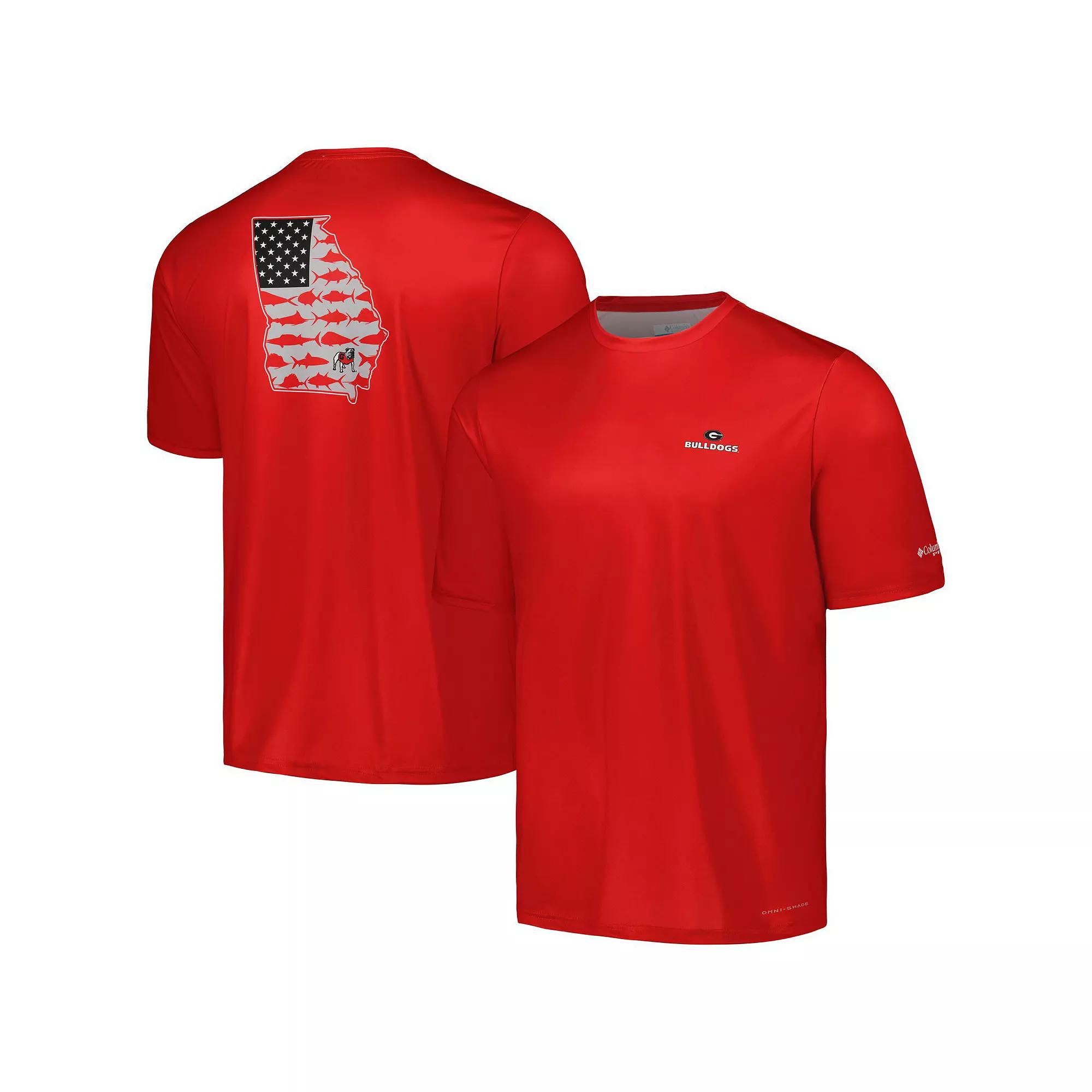 Men's Columbia Red Georgia Bulldogs Terminal Tackle Omni-Shade T-Shirt,  Product Image
