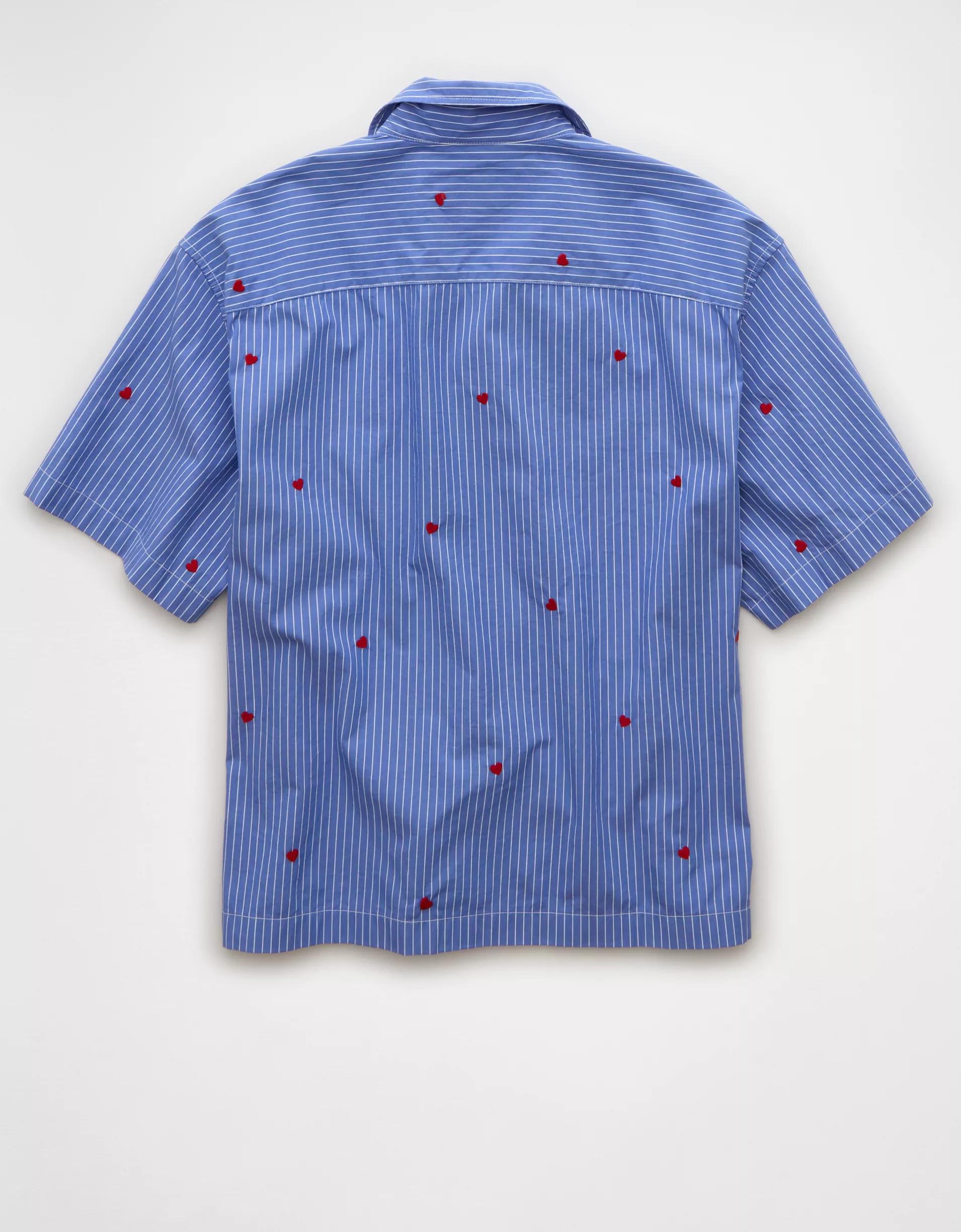 AE Pride Poolside Embroidered Striped Button-Up Shirt Product Image