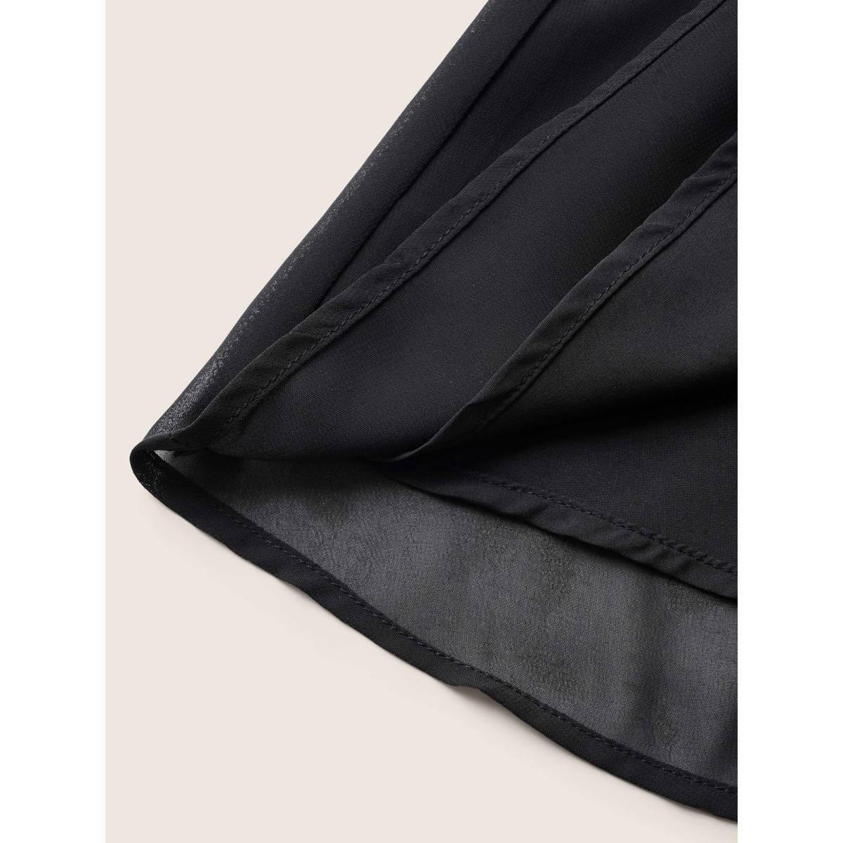 Plus Size Black One Shoulder Neck Chiffon Ruffle Sleeve Blouse Women Cocktail Elbow-length sleeve One-shoulder neck Party Blouses BloomChic 30/6X Product Image