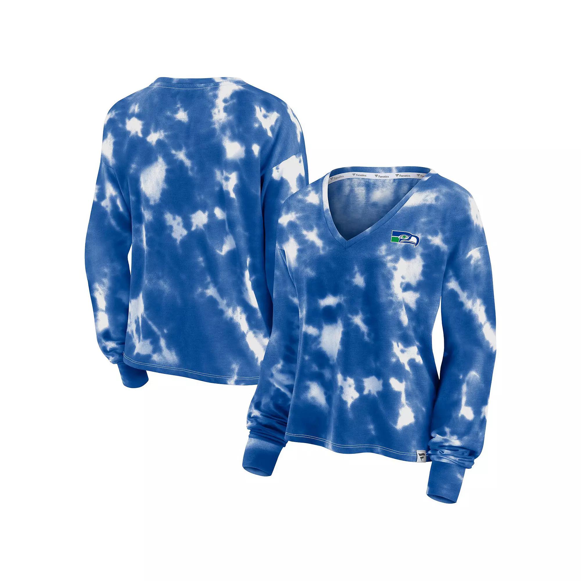 Women's Fanatics Branded White/Black Chicago White Sox Tie-Dye V-Neck Pullover Cropped Tee,  Product Image