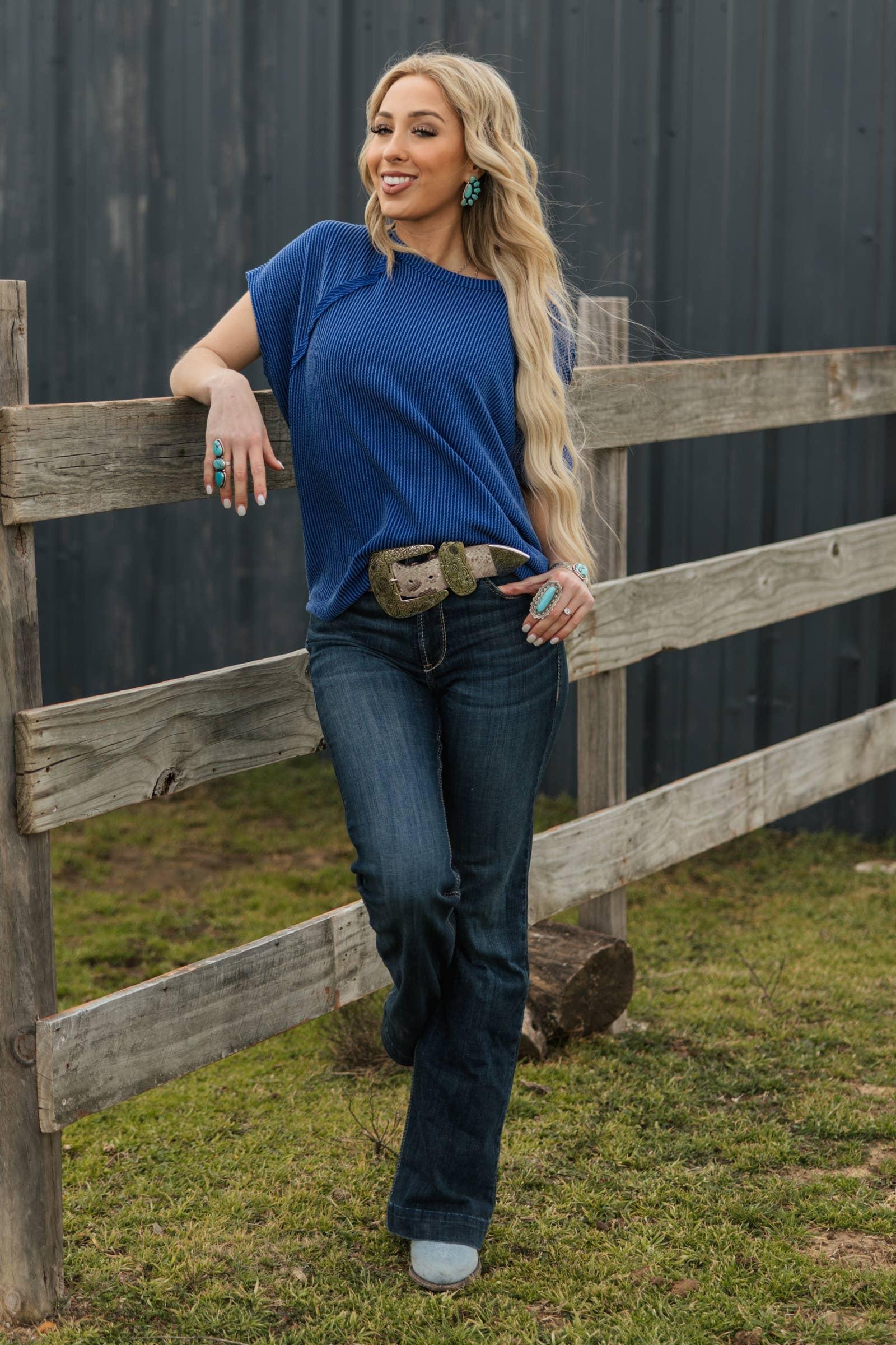 Knit Poncho Top: Navy Product Image