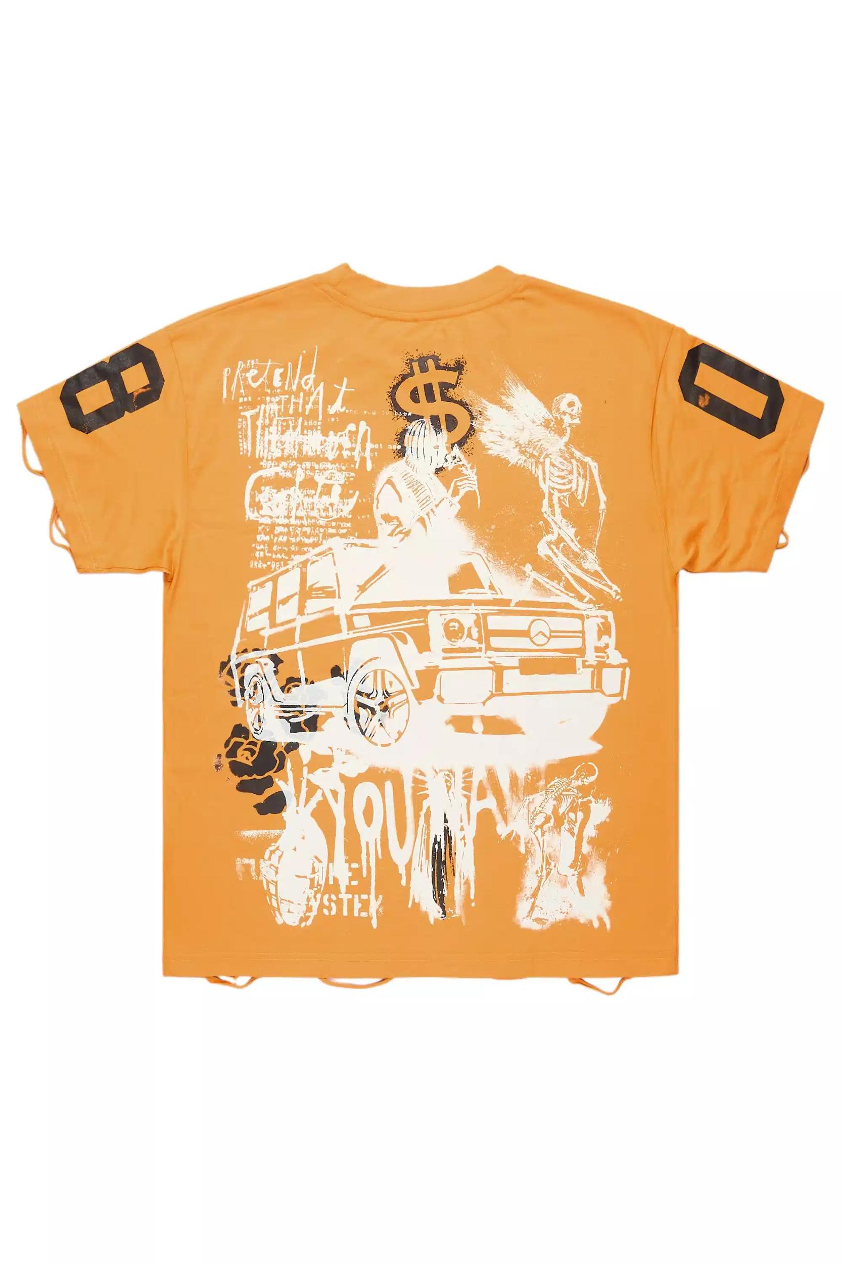 Grill Orange Graphic Oversized T-Shirt Male Product Image
