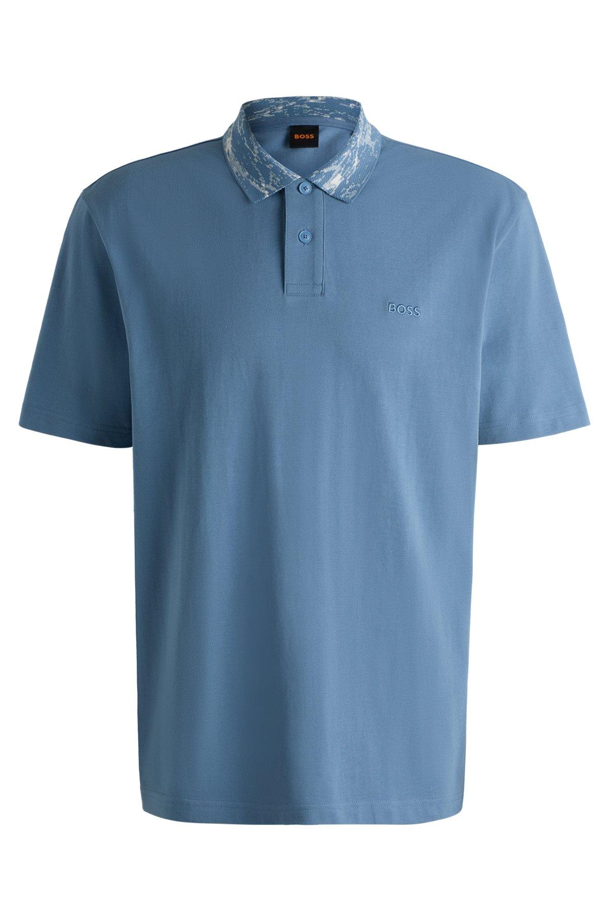 Relaxed-fit cotton-piqué polo shirt with collar artwork Product Image