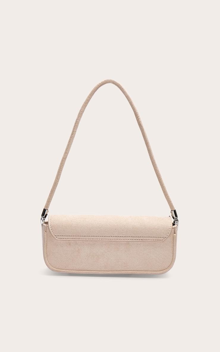 Cream Faux Suede Skinny Elongated Shoulder Bag Product Image