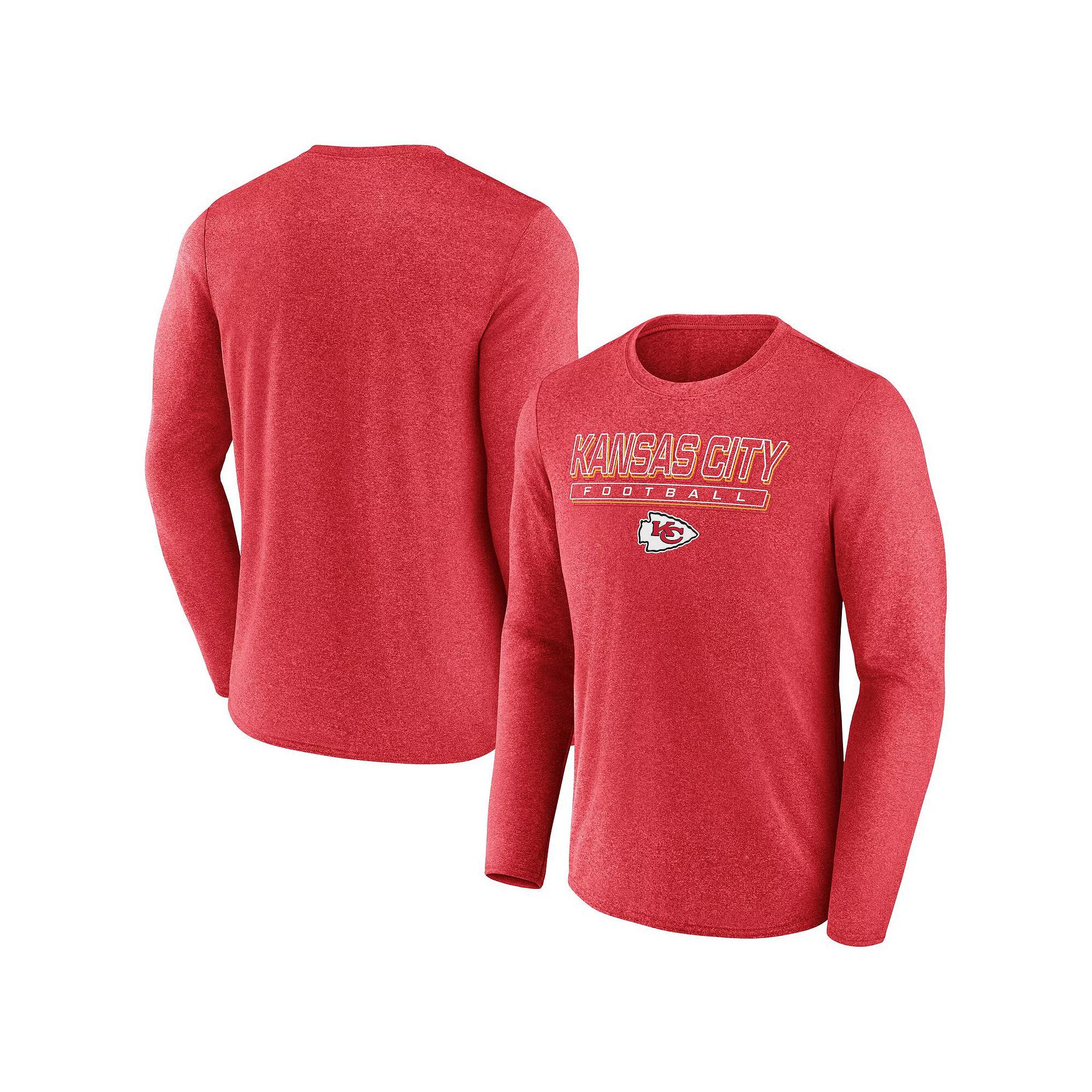 Men's Fanatics Heather Red Kansas City Chiefs Fundamentals Long Sleeve T-Shirt,  Product Image