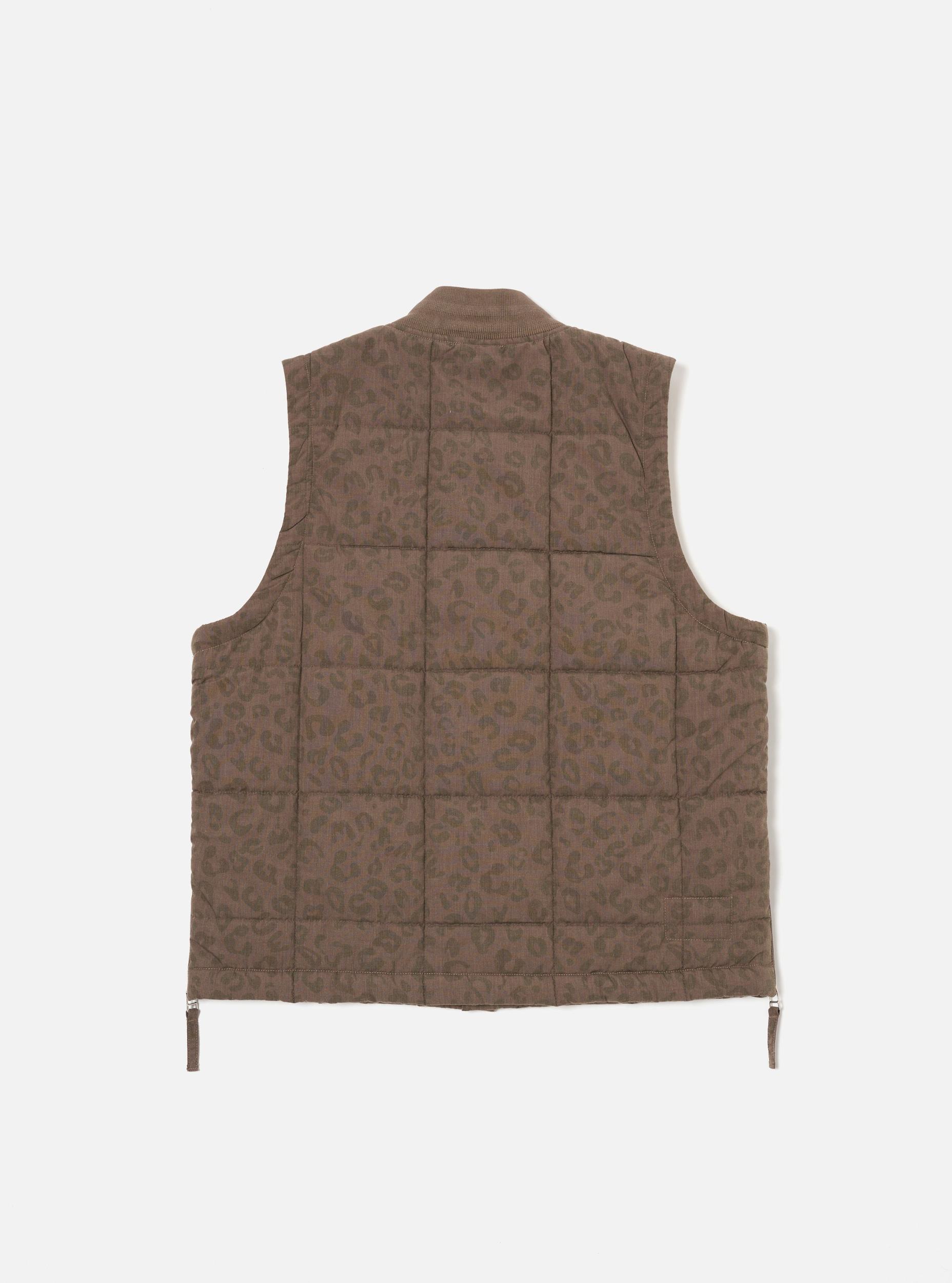 Universal Works Carlton Gilet in Sand Leopard Recycled Polytech Product Image