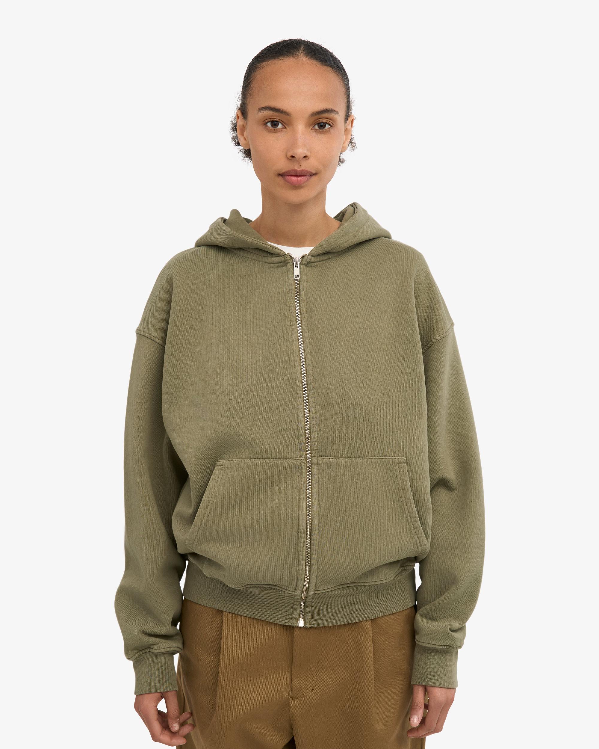 Organic Oversized Zip Hood - Dusty Olive Product Image