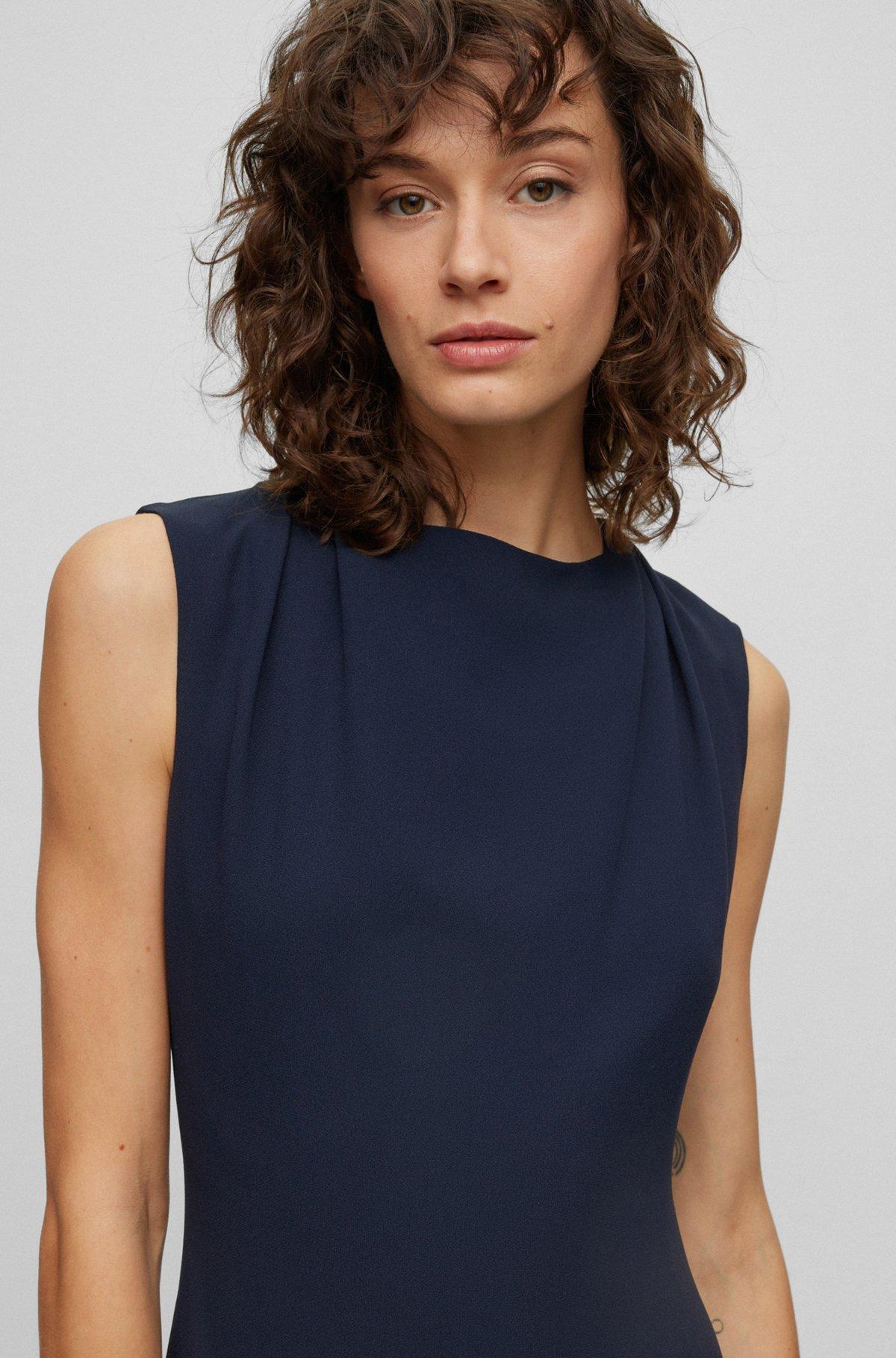 BOSS - Slim-fit business dress with feature neckline  - Dark Blue Product Image