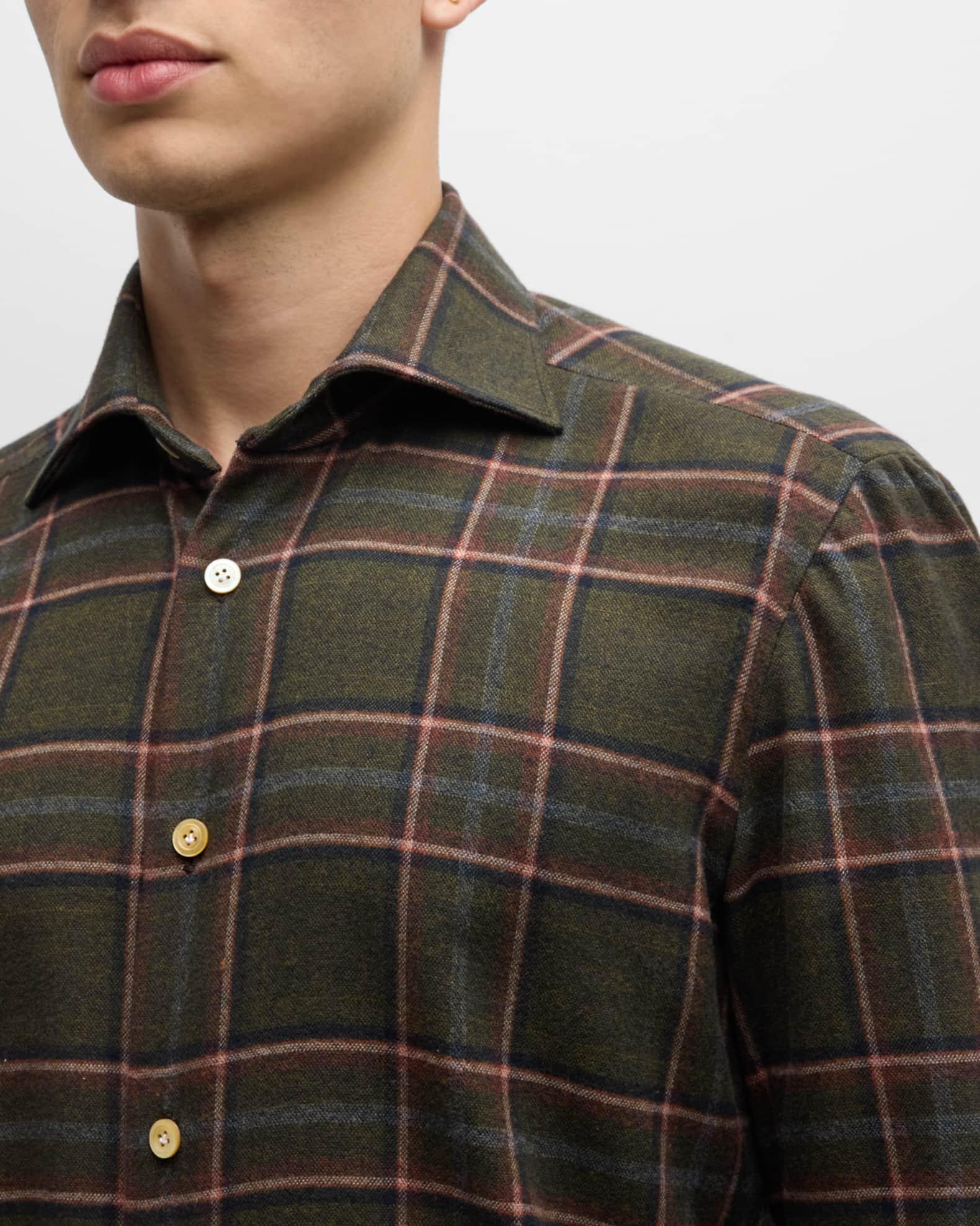 Men's Flannel Plaid Casual Button-Down Shirt Product Image