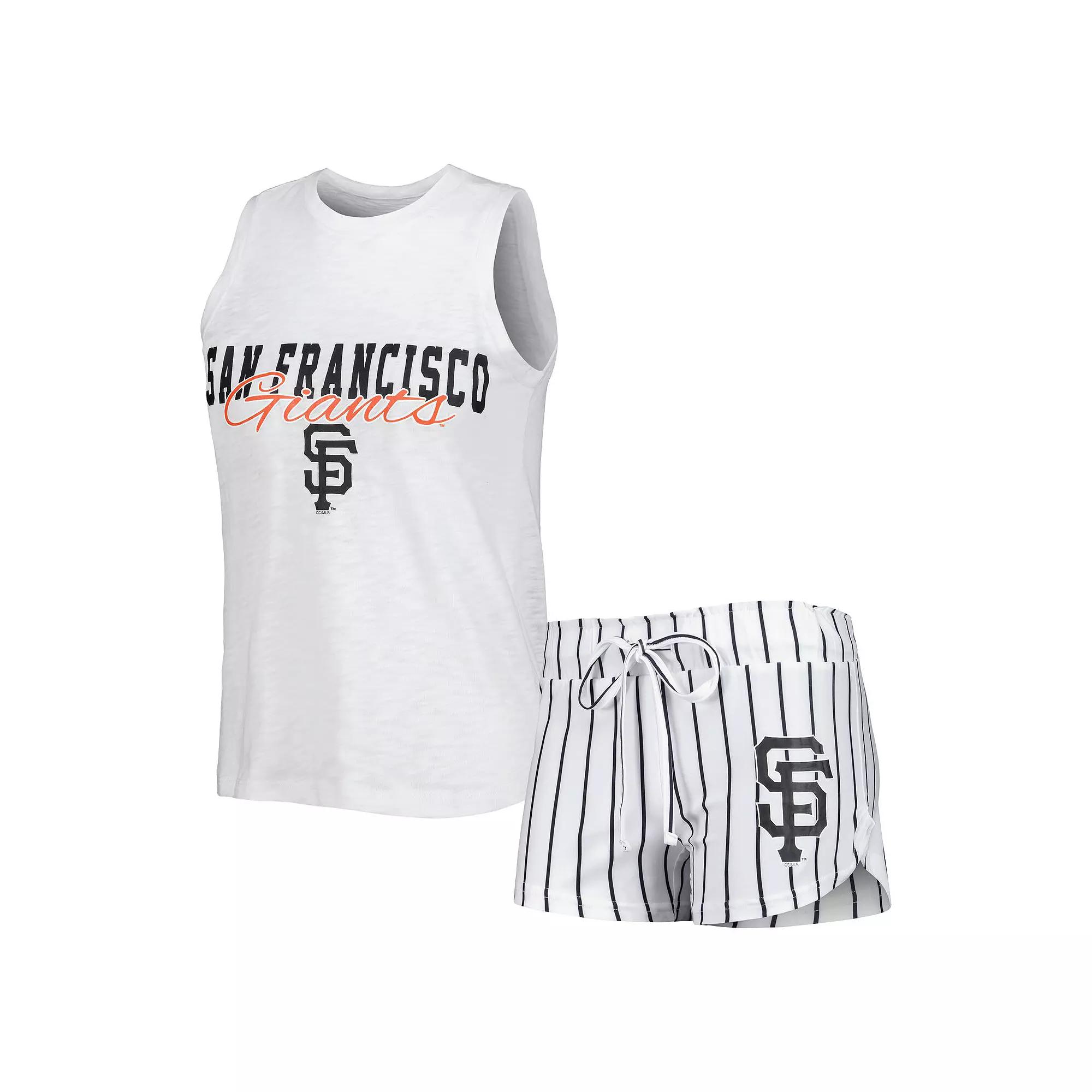 Women's Concepts Sport White San Francisco Giants Reel Pinstripe Tank Top & Shorts Sleep Set,  Product Image