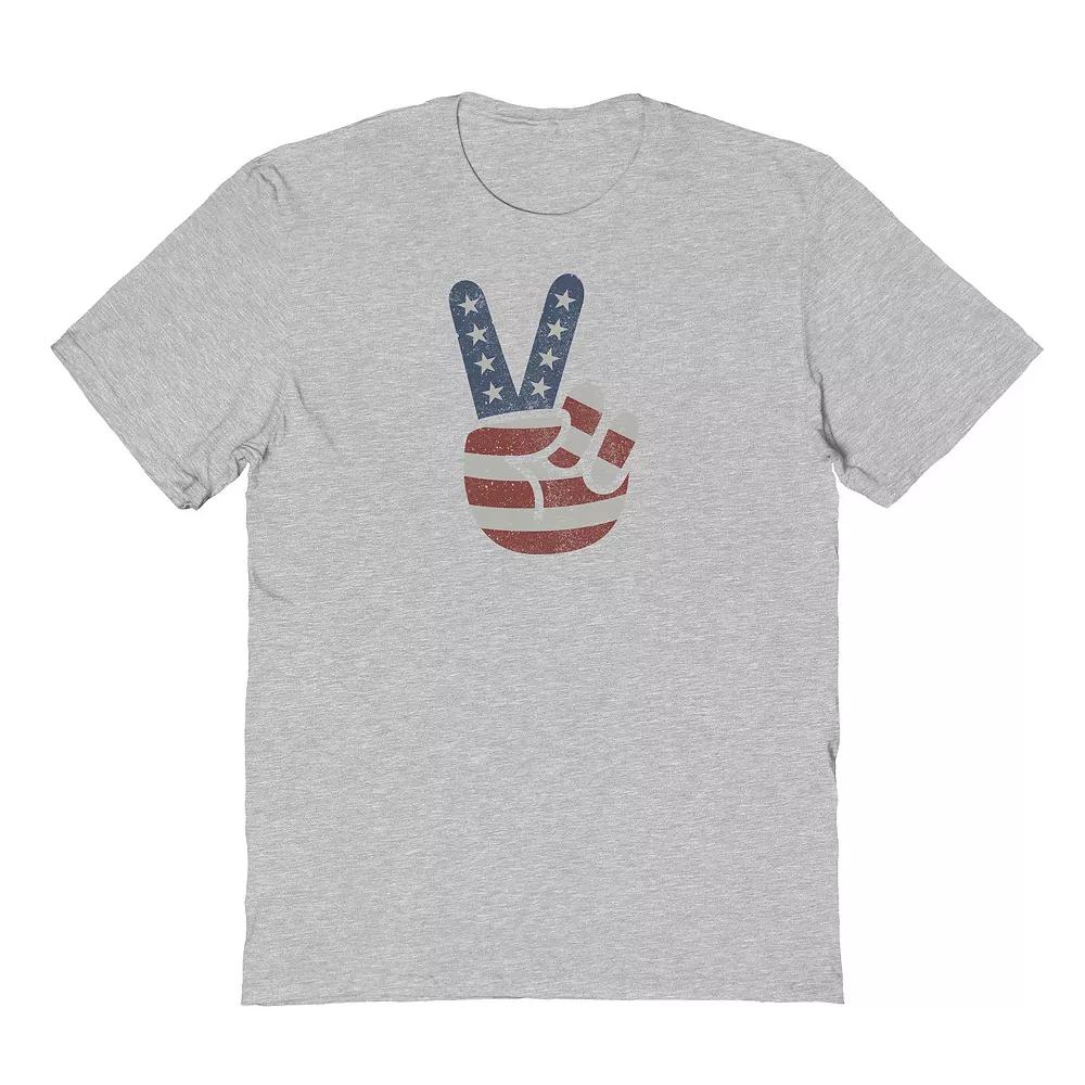 Men's COLAB89 by Threadless Peace Love Hand USA Flag Vintage Graphic Tee, Size: Large, Sport Gray Product Image