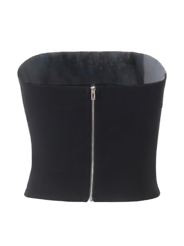 Cutout Ruffled Splice Bandeau Top Product Image