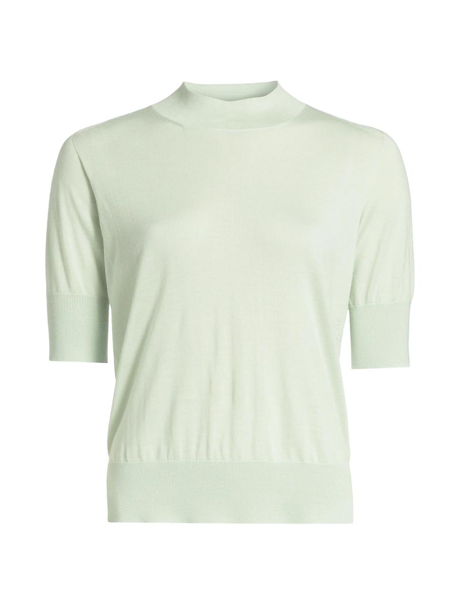 Womens Wool-Cashmere-Blend Rib-Knit Trim Top Product Image