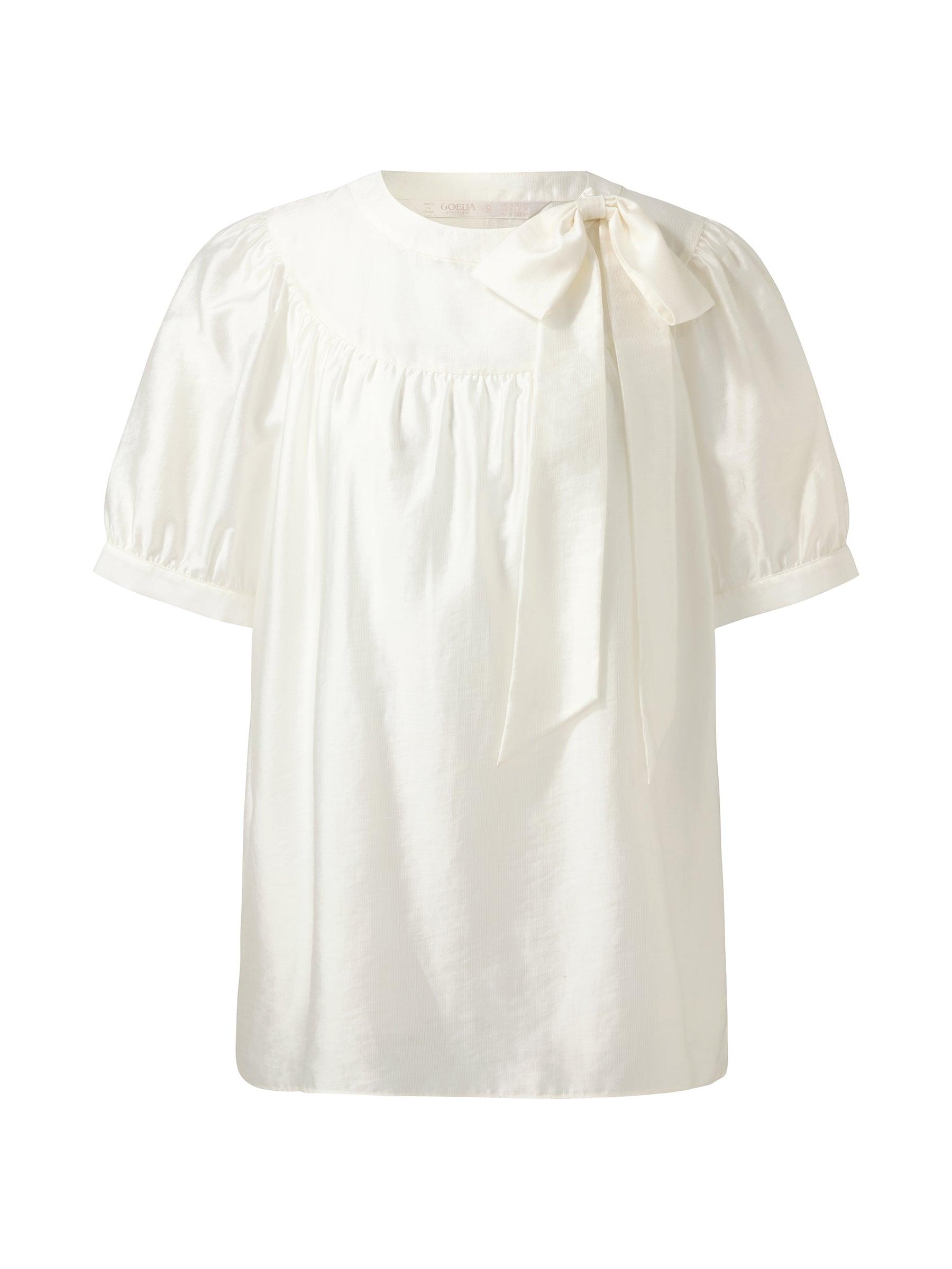 Tencel Blend Women Puff-sleeved Blouse Product Image