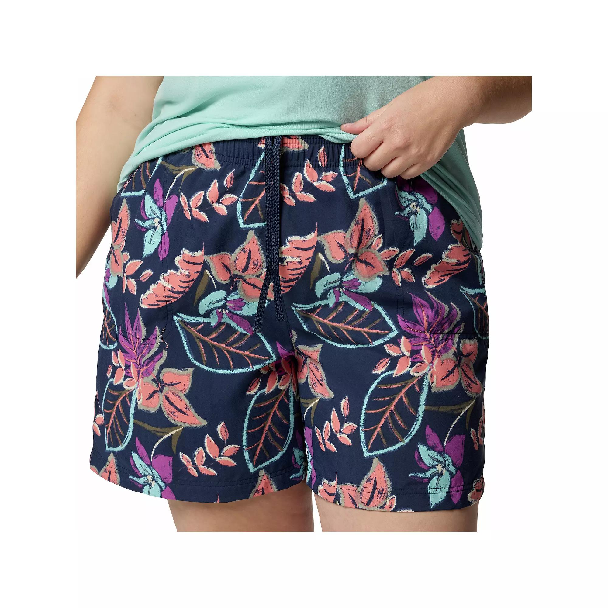 Plus Size Columbia Sandy River Printed Shorts III, Women's, Size: 1XL, Pink Pasteled Product Image