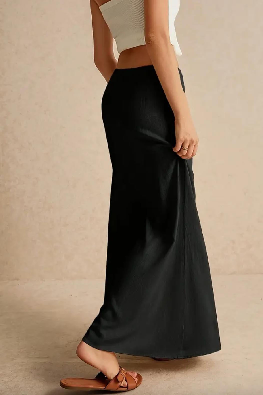 Linen Drawstring Maxi Skirt Product Image