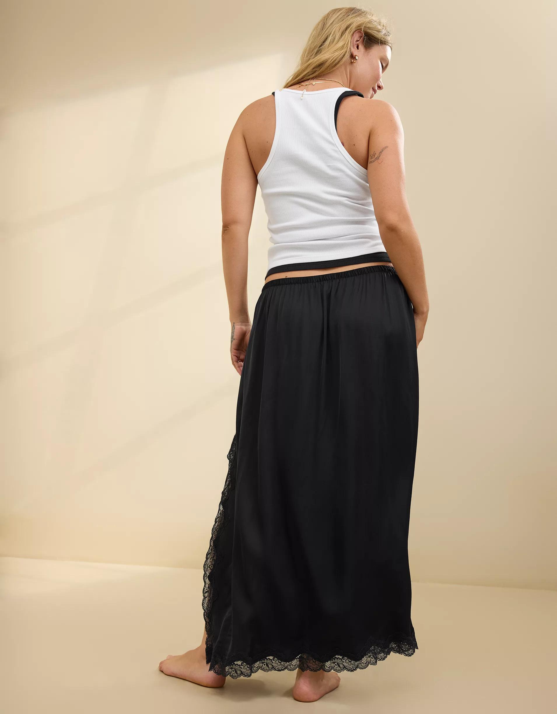 Aerie Satin Midi Skirt Product Image