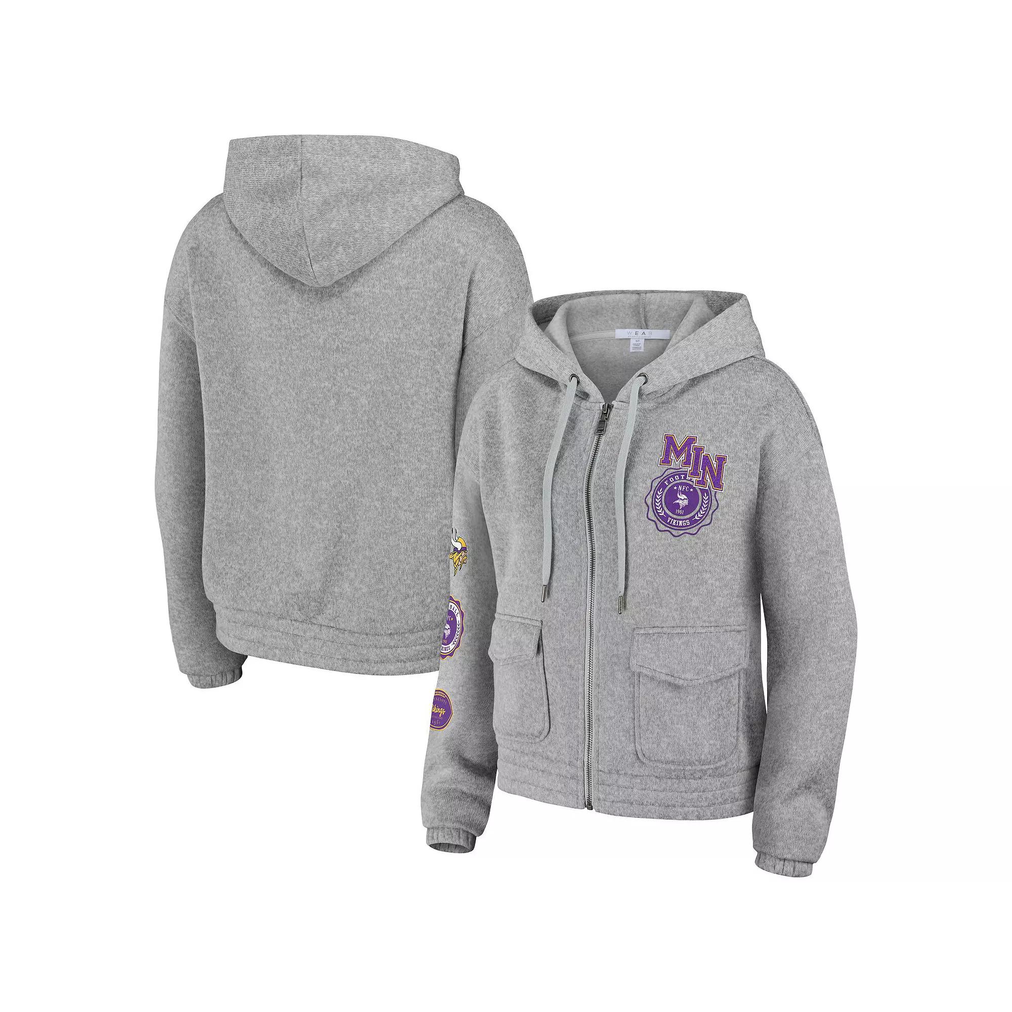 Women's WEAR by Erin Andrews Heather Gray Minnesota Vikings Full-Zip Hoodie,  Product Image