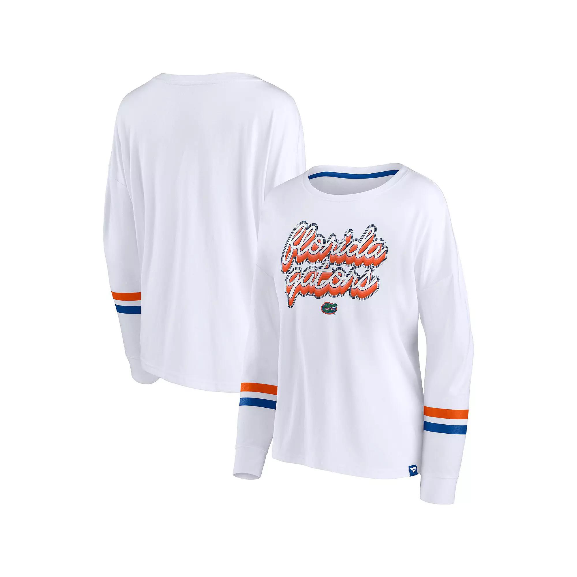 Women's Fanatics Branded White Florida Gators Retro Power Striped Long Sleeve T-Shirt, Size: XL Product Image
