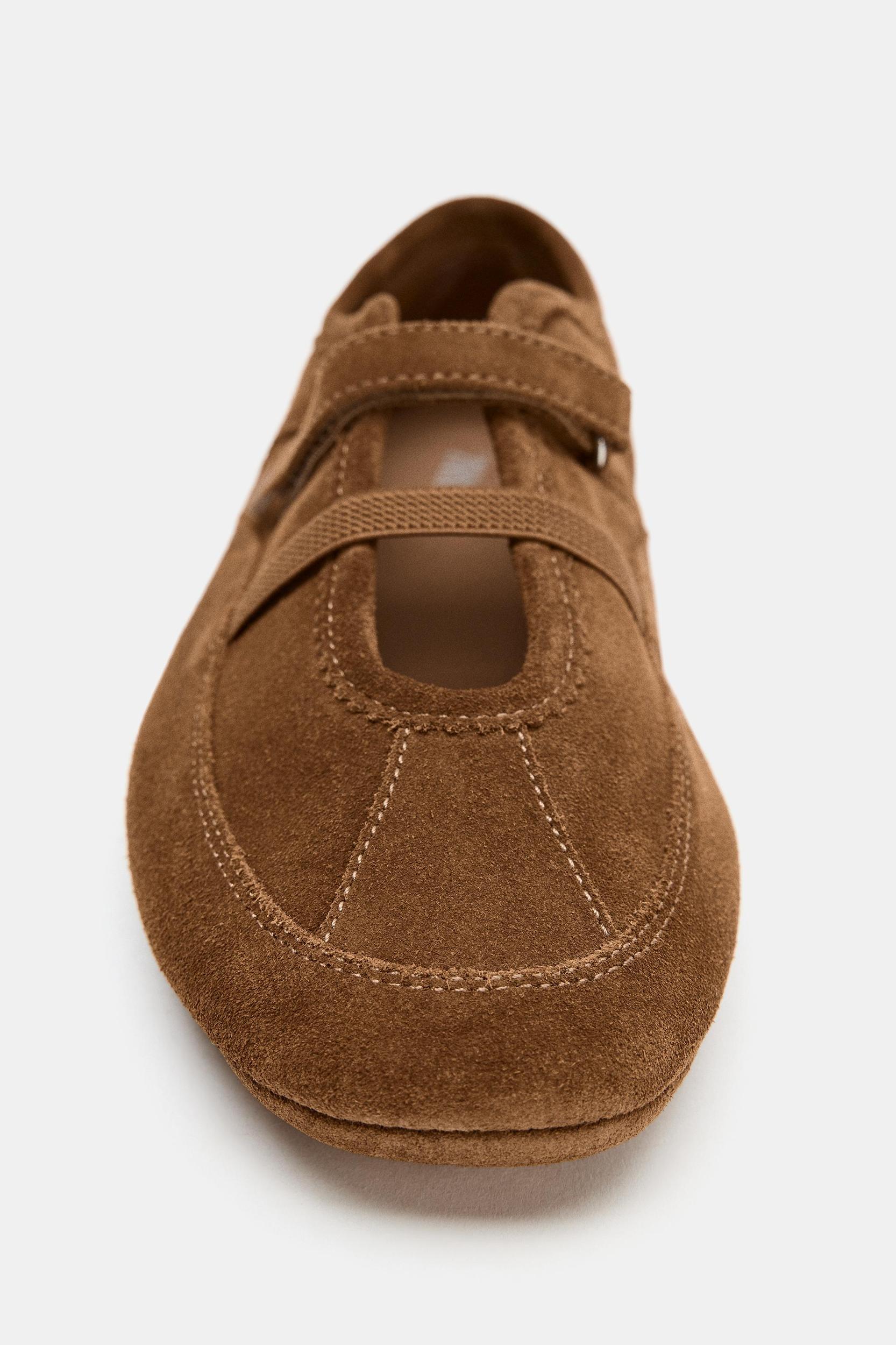 SPLIT LEATHER ATHLETIC BALLET FLATS Product Image