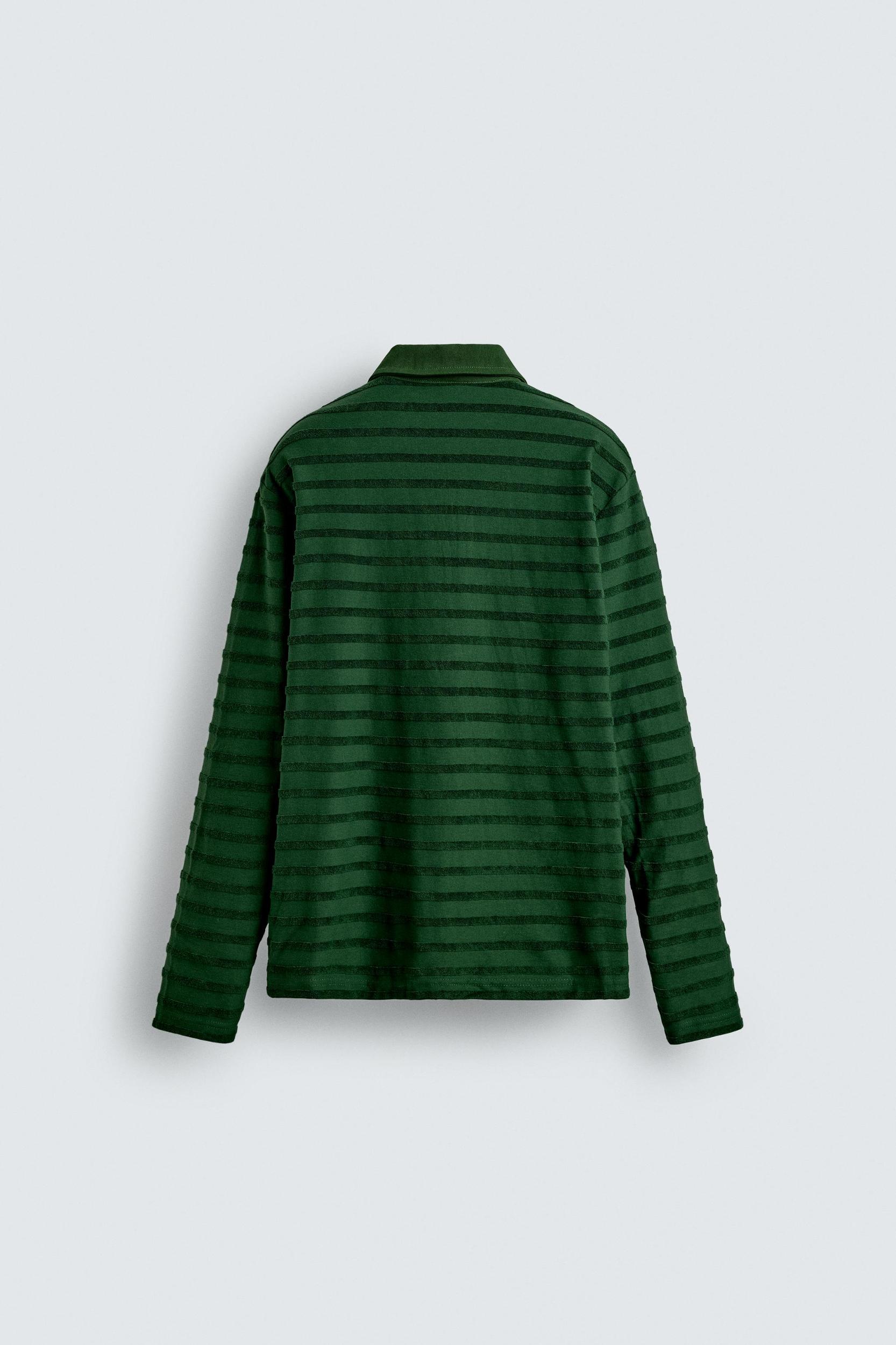 JACQUARD STRIPED TERRY POLO SHIRT Product Image